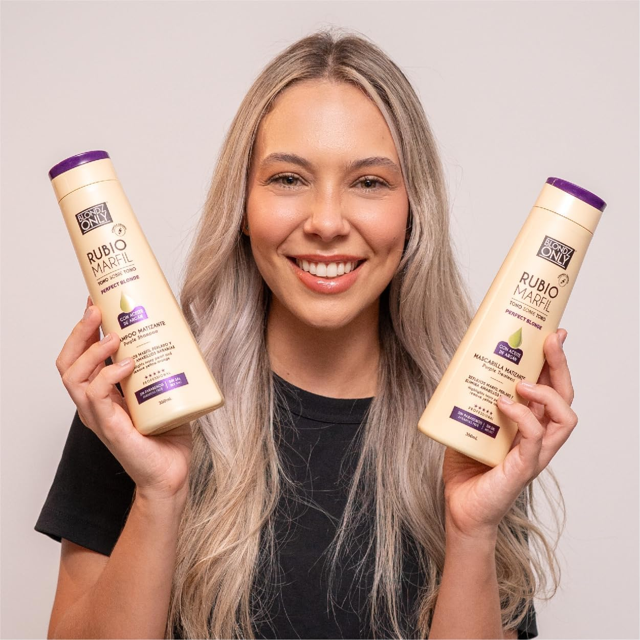 Blondz Only Hair Purple Toning Mask | Eliminates Brassiness | Neutralizes Yellow & Orange Tones | Rubio Marfil Blonde Pearl with Argan Oil Perfect Blonde (Beige) 11.8 Fluid Ounce (350 Ml) image number 1