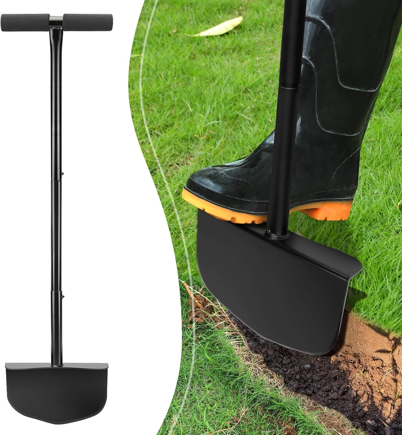 43Inch Edger Lawn Tool - Manual Lawn Edger - Border Edger, Half Moon Lawn Edger with T-Grip for Lawn, Garden or Sidewalk image number 4