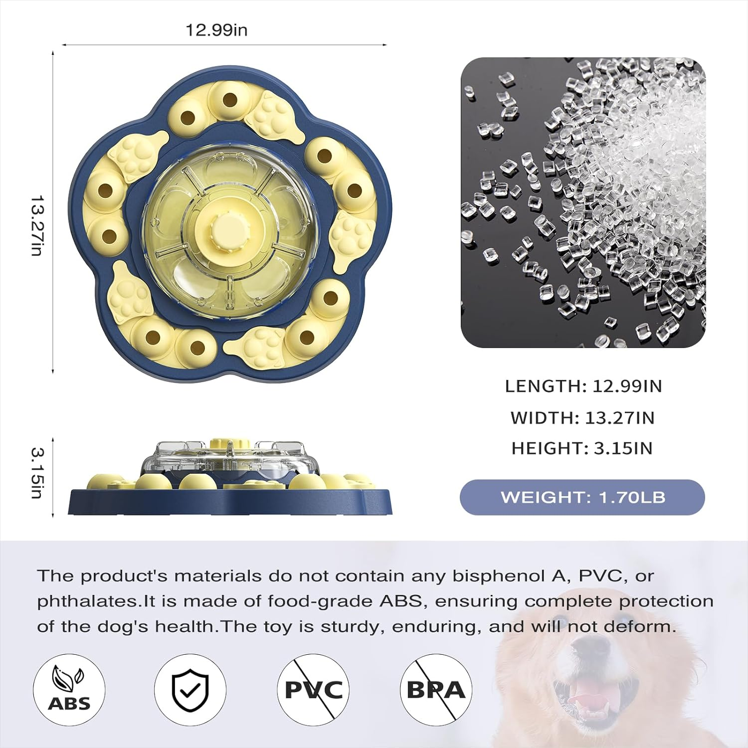 KADTC U.S. Brand & Design All in ONE -3 Levels of Challenge Spinning Dog Puzzle Toy for Small/Medium/Large Dogs Treat Dispenser Food Dispensing Toys Puppy Slow Puzzles Feeder Interactive Brain Game image number 2
