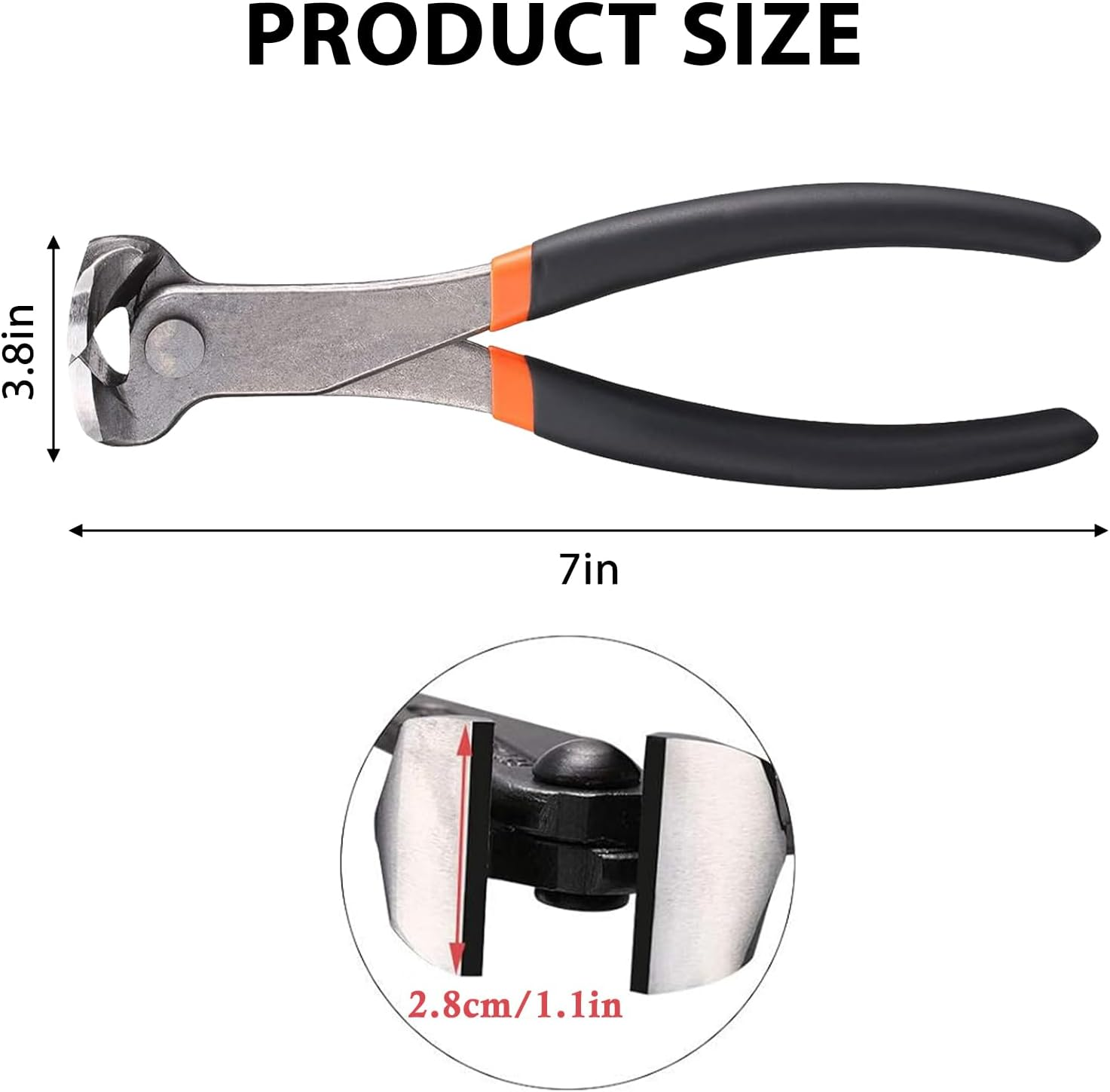 Nail Puller, End Cutting Pliers, Carpenter Tool, Staple Puller, 7Inch, Black image number 1