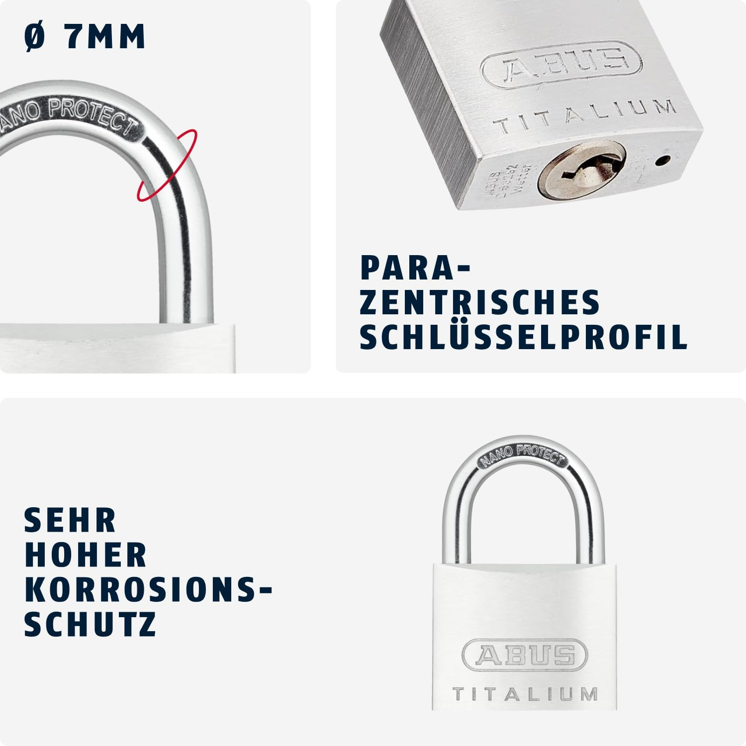 ABUS Titalium 64TI/45 Padlock - Basement Lock with Lock Body Made of Special Aluminium - Hardened Steel Shackle - ABUS Security Level 5 image number 5