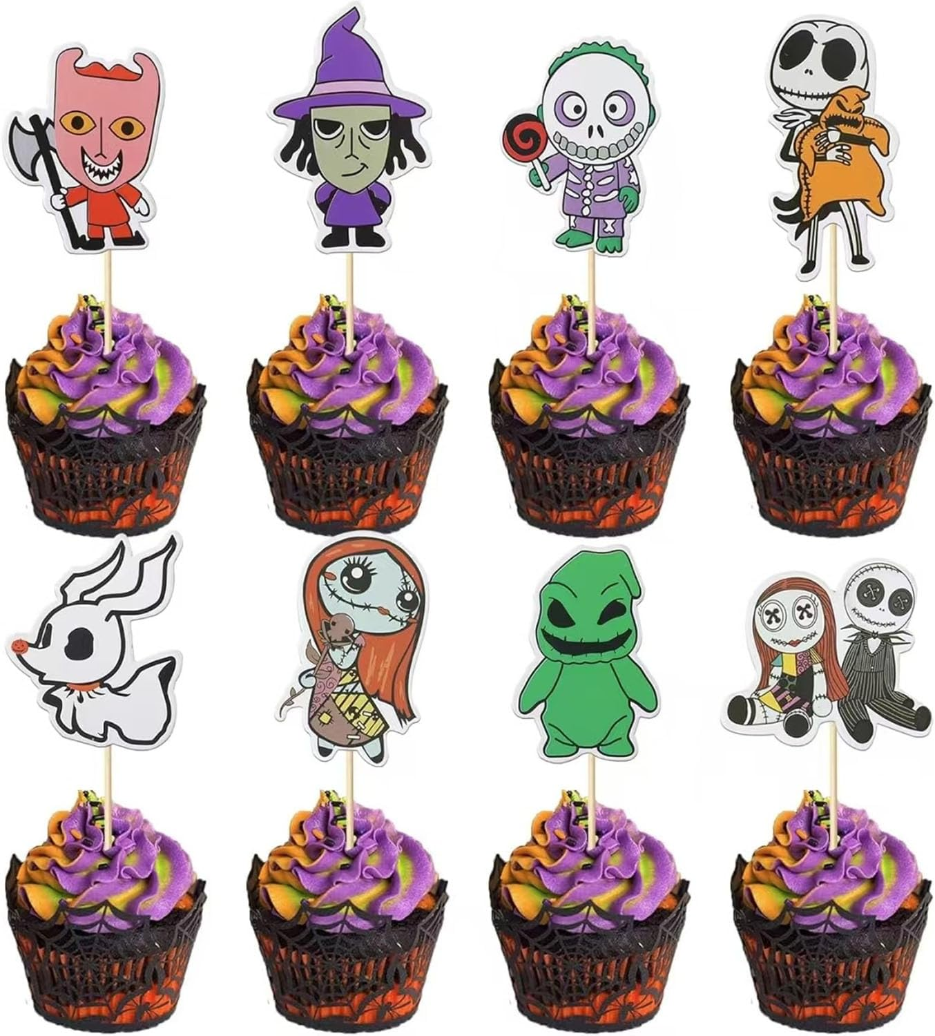 Halloween Birthday Cake Toppers Decorations, 6Pcs Moon Ghost Pumpkin Ghost Head Spider Tombstone Witch Cake Decorations Cake Decorations for Trick-Or-Treat Halloween Party Supplies Decor Witch