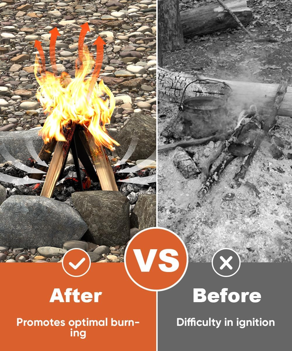 Mocomax Vertical Fire Pit Grate, Metal Portable Fire Place Log Grate, 12 Inch Firepit Top Section for Indoor, Outdoor Use, Low Smoke, High Heat image number 5