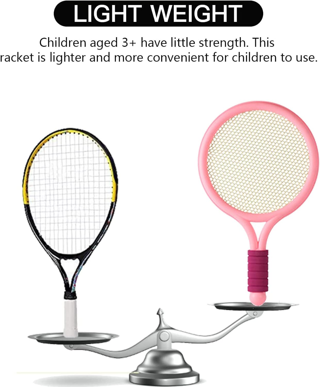 Kids Tennis Racket Set with Ball,16 Inch Plastic Tennis Racket with 4 Tennis Balls and 4 Shuttlecocks for Kid, Beach Kindergarten Baby Parent Child Interactive Toys, Toddler Outdoor/Indoor Sport(Pink)