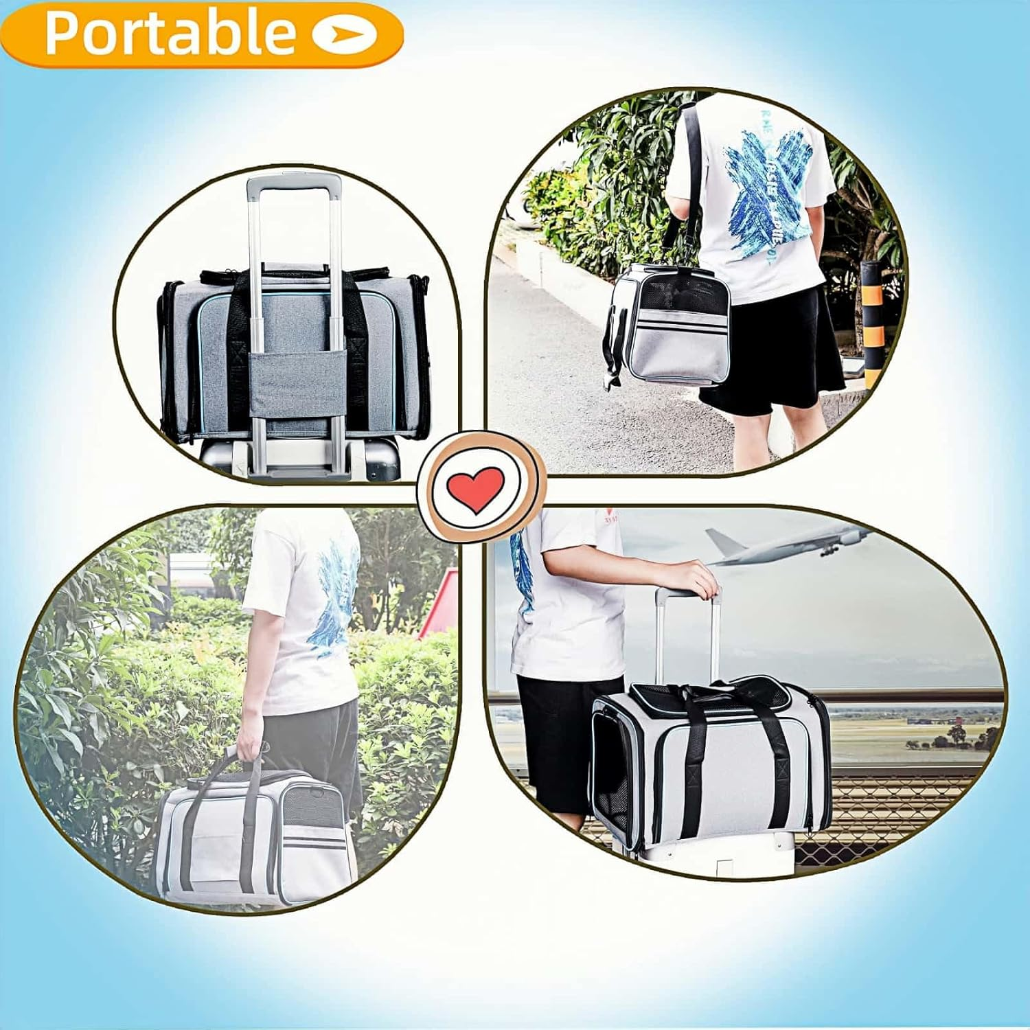 2 Side Expandable Pet Carrier for Cats & Small Dogs, Airline Approved Portable & Soft Sided Carrier Travel Bag image number 2