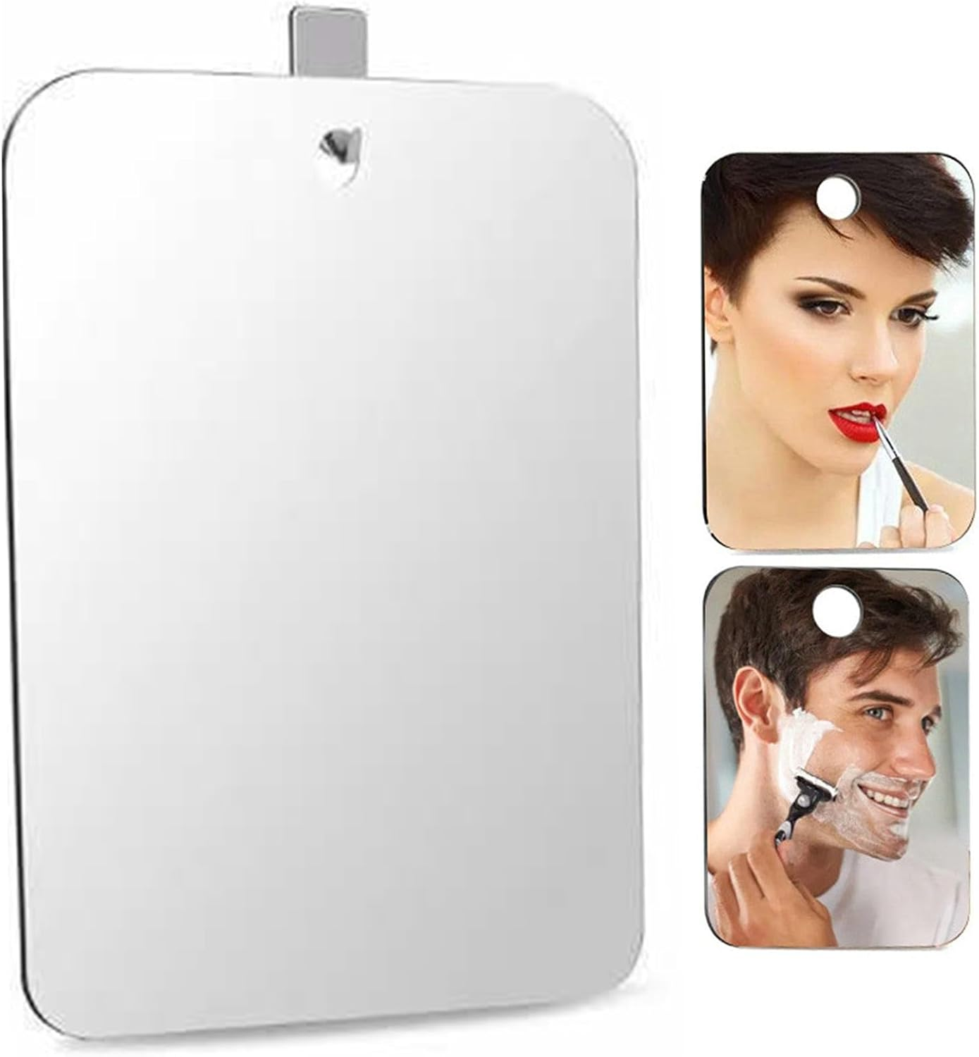 Luzcauwy anti Fog Shower Mirror Large Size Shaving Fogless Bathroom Wall Hanging Mirror with Strong Adhesive Hook Shatterproof Clear Reflection Men Grooming Tool Makeup Accessories Showering Gift image number 3