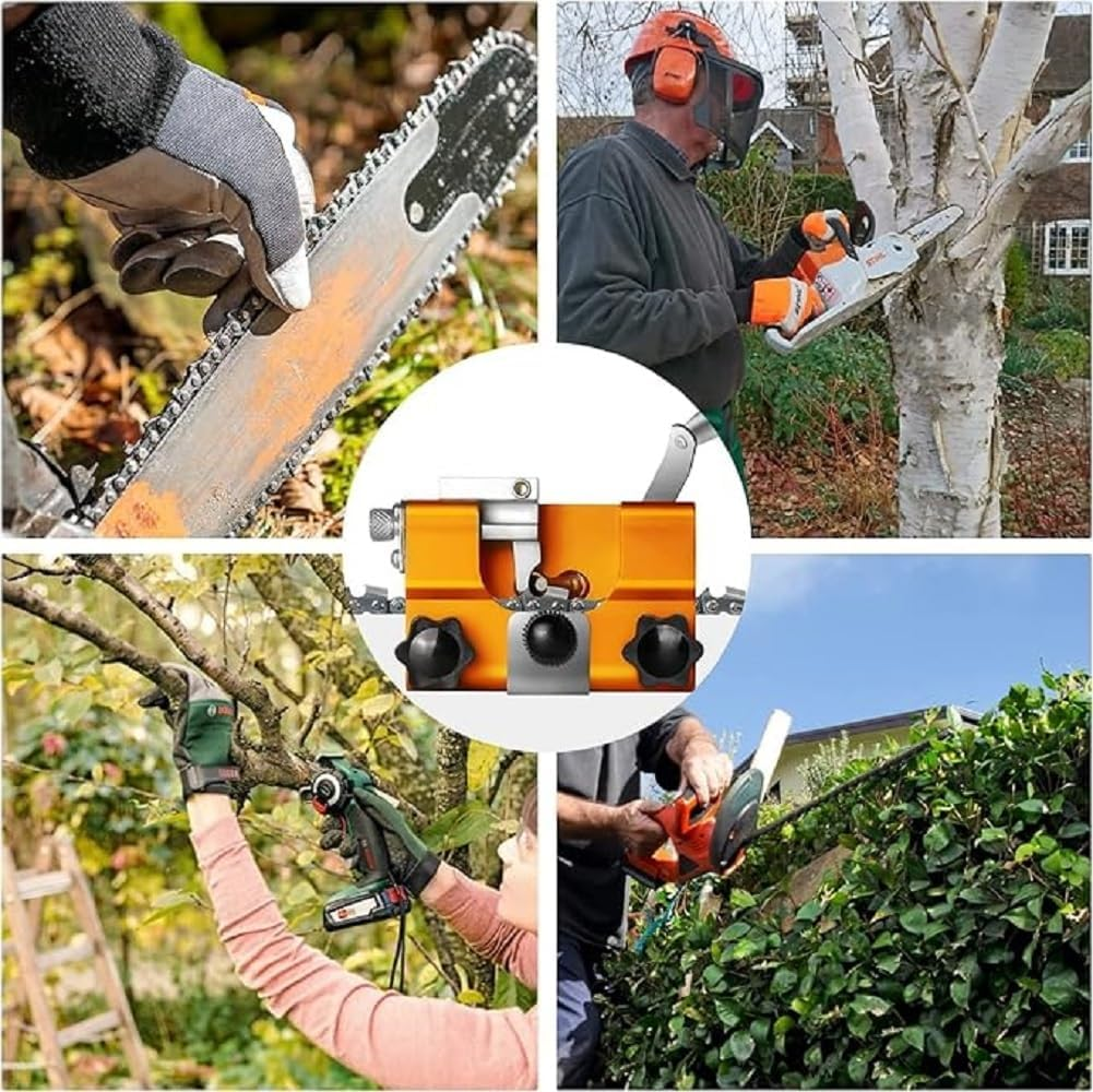 Chainsaw Sharpener,Chainsaw Chain Sharpening Jig with 5 Grinding Rod,Chainsaw Vise and Hand-Cranked Chainsaw Sharpening Jig Kit,Portable Chainsaw Sharpening Jig for All Chain Saws and Electric Saws image number 3