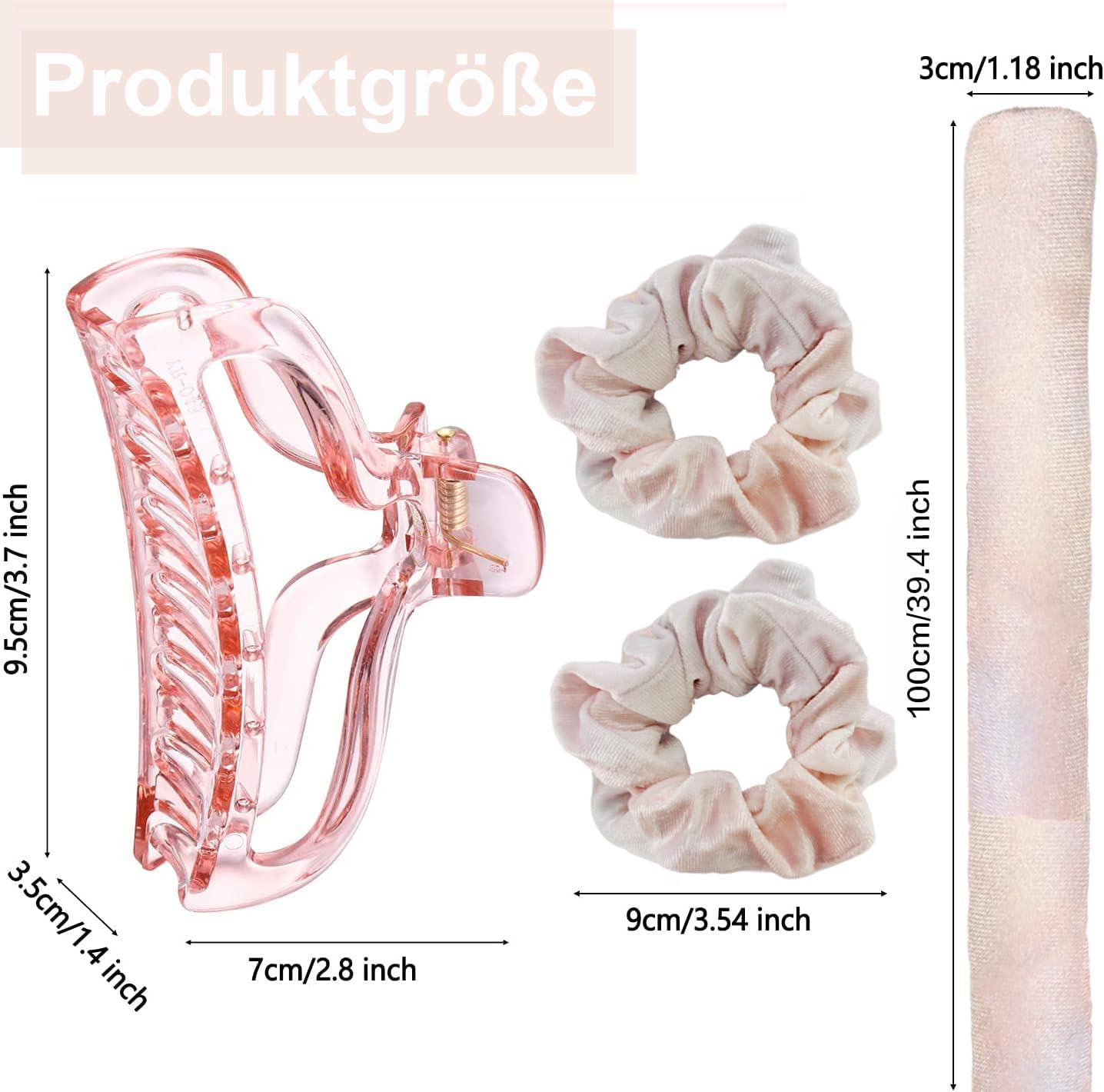 Overnight Curls, Overnight, Headband Curlers, Curls in Sleep, Heatless Curling Iron Headband, Silk Bands Hair, Curls Make Overnight Long Hair Ribbon - Light Pink image number 2