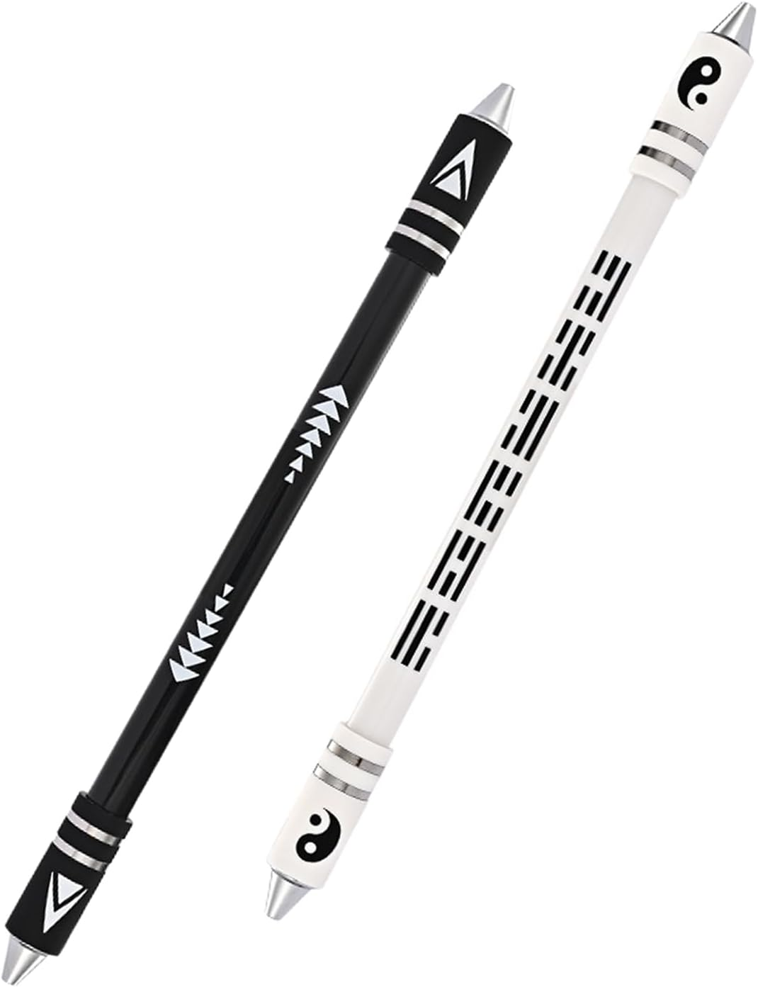 Metal Head Spinning Pen Dual-Color No Refill Needed 8.5-Inch Weighted Fidget Spinner Pen for Adults Office Supplies Finger Spinner for Stress Relief and Brain Training (Black/White) image number 3