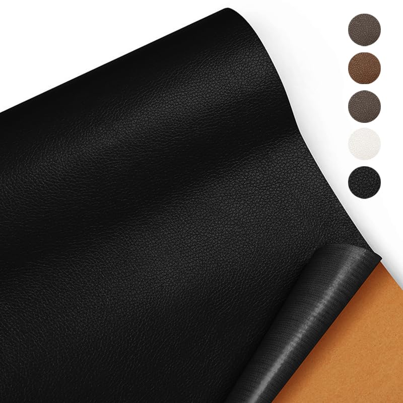 Vivva Leather Repair Tape, 137Cm X 50Cm Self-Adhesive Leather Repair Patch for Couch Furniture Sofas Car Seats, Advanced PU Vinyl Leather Repair Kit (Black)
