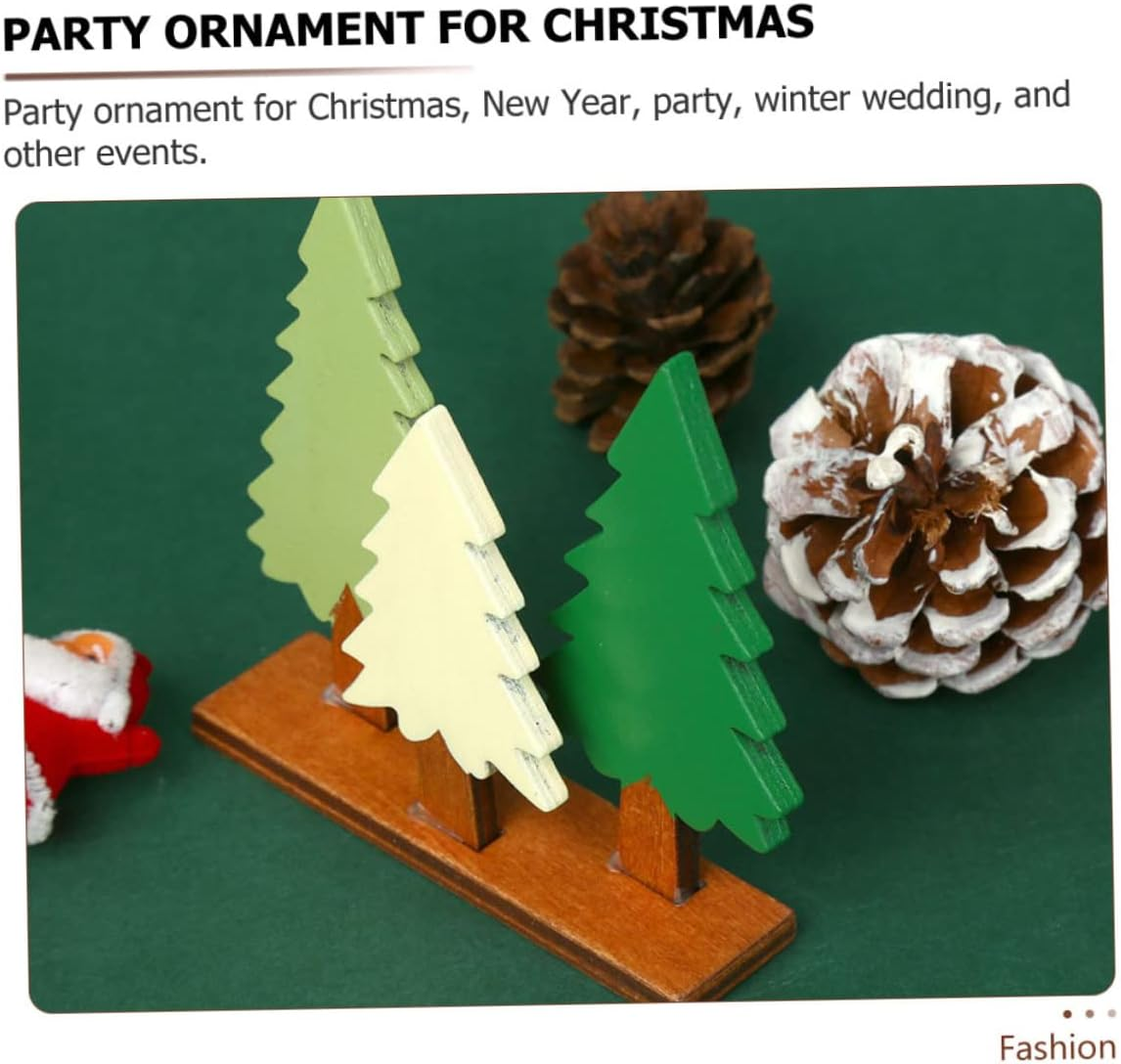 1Pc Wooden Simulation Pine Tree Decor Decoration for Christmas Year Events Portable Reusable Pine Shaped Ornament for Festive Atmosphere image number 3