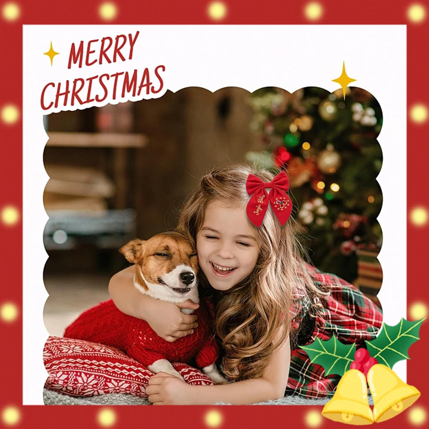 Christmas Hair Bows Clips Pearl Tree, Nutcracker, Holly Jolly, Santa Baby Ribbon Hair Clips with Long Tail, Christmas Hair Accessories and Christmas Gifts image number 3