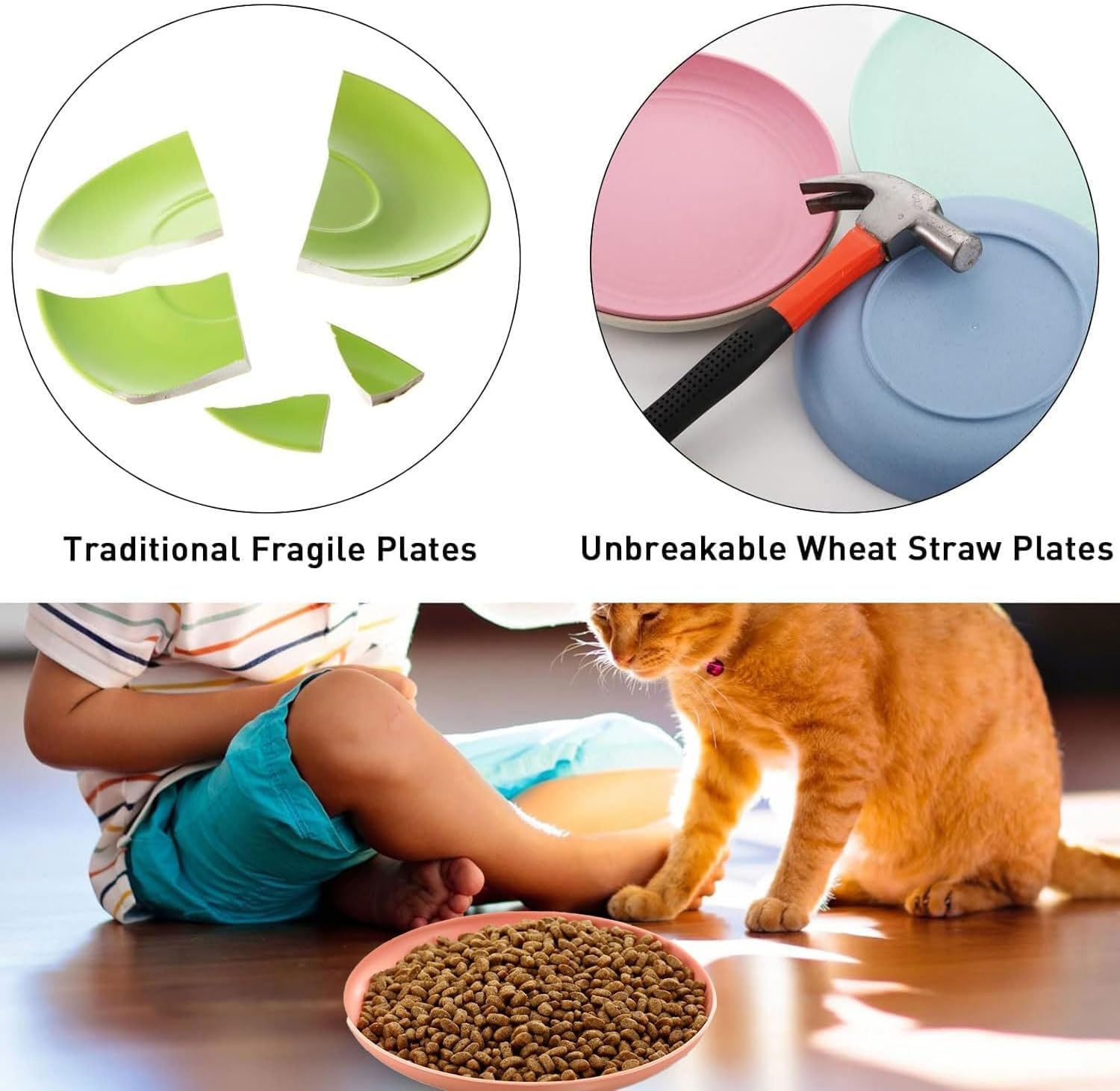 Pack of 10 Cat Bowls, Cat Bowls, Flat Feeding Bowl, round Cat Plate, Feeding Bowl, Colourful Cat Food Bowl Set, Cat Plate for Kittens and Short-Legged Cats image number 3