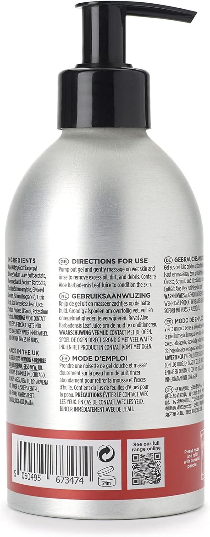 Hawkins & Brimble Bodywash Eco-Refillable Pouch - 300Ml for Men Hydrating Naturally Fragranced | Bottle for Life Eco Friendly&hellip; (Body Wash Eco Refill) image number 4