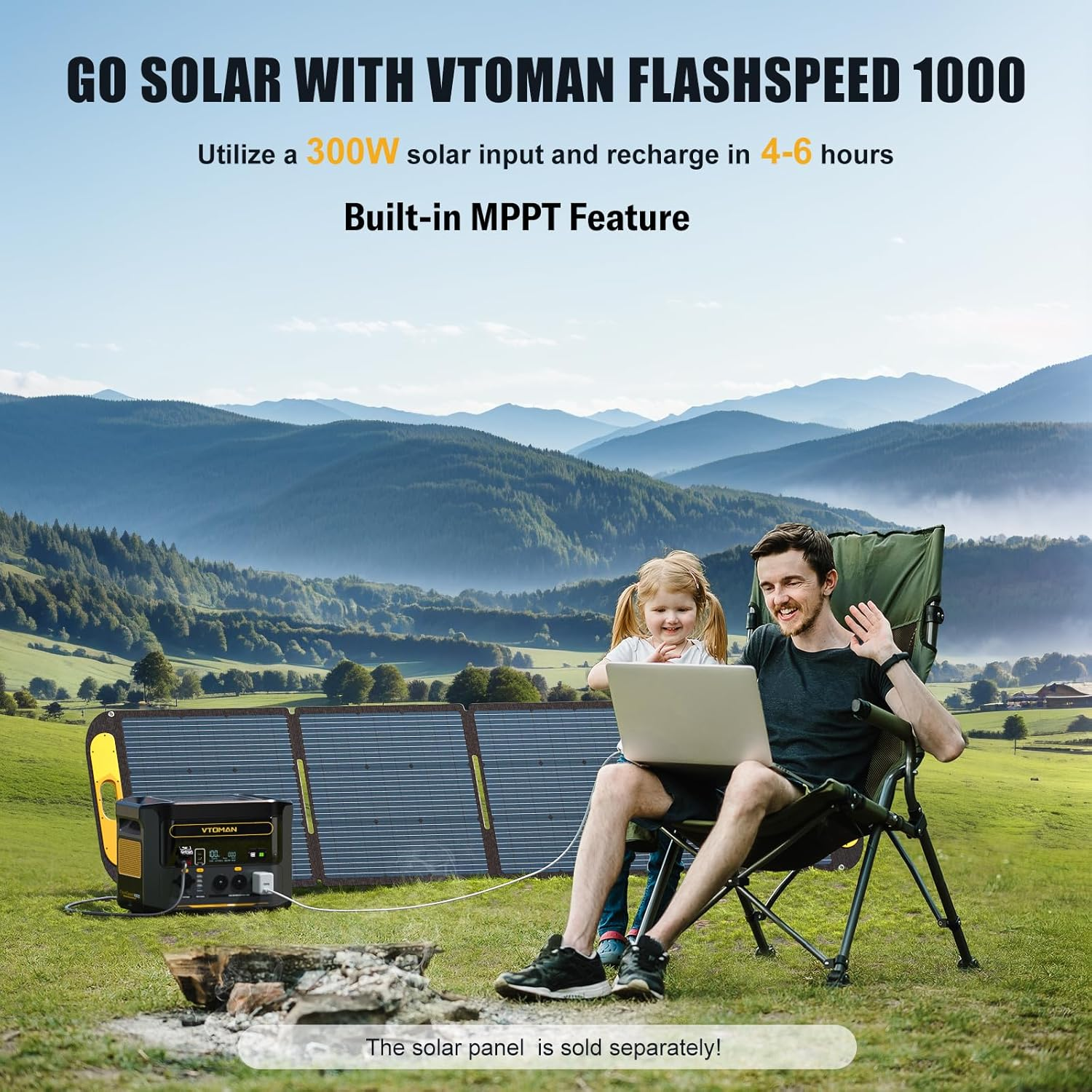 VTOMAN Flashspeed 1000 Portable Power Station 1000W (2000W Peak), 828Wh Powered Solar Generator with AC/USB/DC Output Ports, for Camping, Fishing, RV, Recharge 0-80% within 1H image number 3