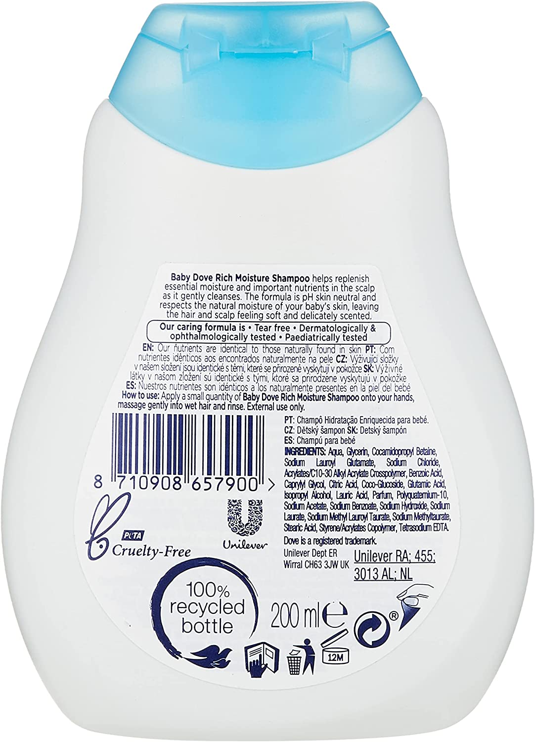 Dove Baby Rich Moisture Shampoo 200 Ml image number 2