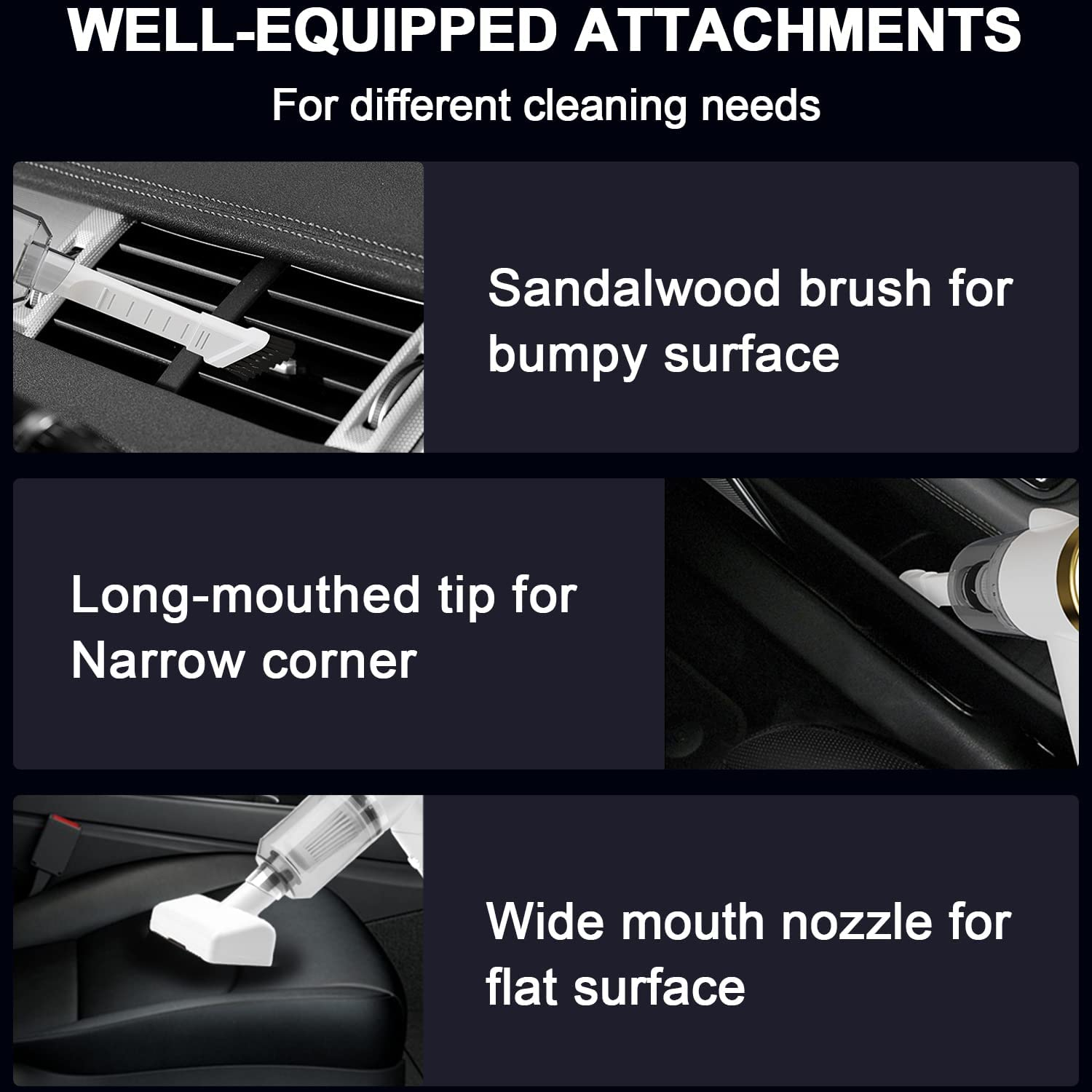 Wireless Handheld Car Vacuum Cleaner - 90&deg; Foldable Portable for Car, 9000PA Suction Cordless Vacuum, Rechargeable Mini Vehicle, Home and Office -White (Q8) image number 4