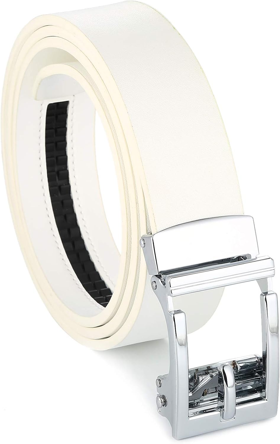 Gelante Genuine Leather Ratchet Dress Belt with Automatic Sliding Buckle - Minimalistic Style-Trim to Fit image number 4