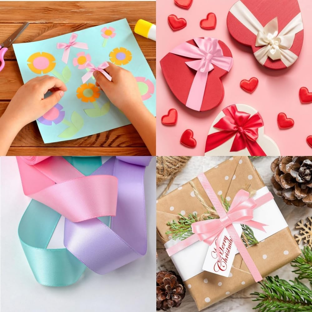 6 Rolls Pastel Ribbon,3/8" 25 Yard/Roll Fabric Ribbons Craft,Ribbon for Gift Wrapping Girl Hair Bow, Ribbons for Crafts Party Wedding Hair Bows D&eacute;cor image number 1