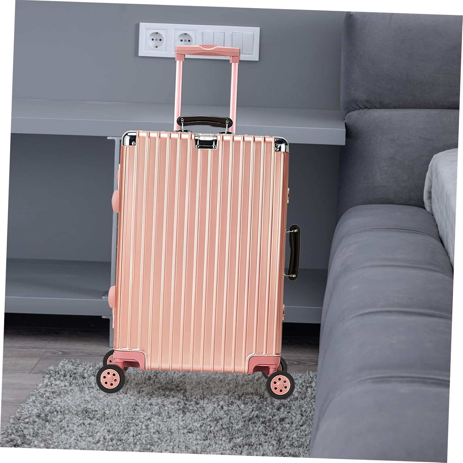 TOPPERFUN 8Pcs Rubber Luggage Wheel Protector Covers Suitcase Caster Noise Reduction Dark Color Set Travel Luggage Wheel Wraps Floor Protectors for Travel Suitcases