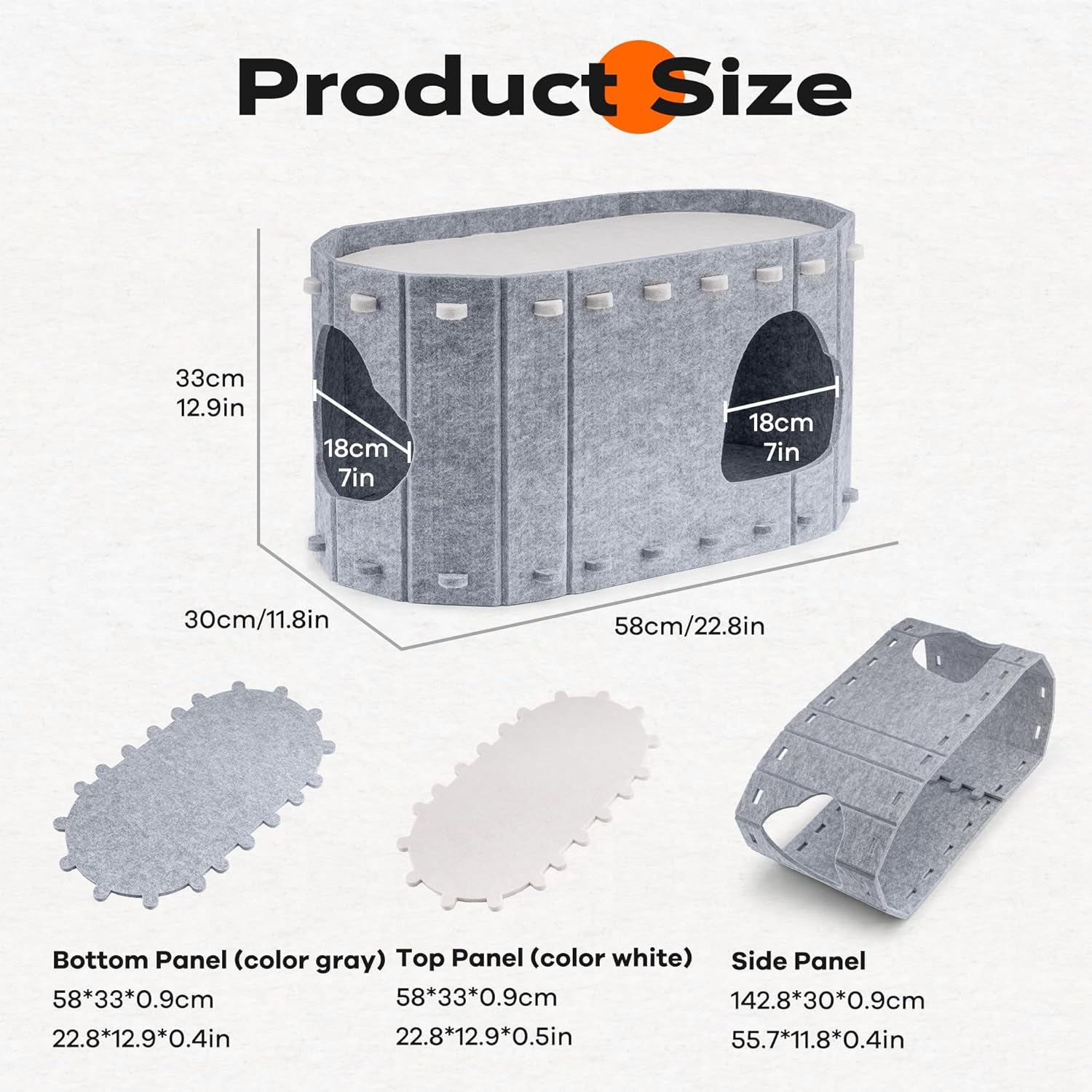 Cat Bed for Indoor Cats, Foldable Felt Cat Cave, Cat Tunnel Enclosed Bed Cat House for Large & Multiple Pet Cats up to 10 Kg, Scratch Resistant Cat Condo, Cat Hideaway image number 2