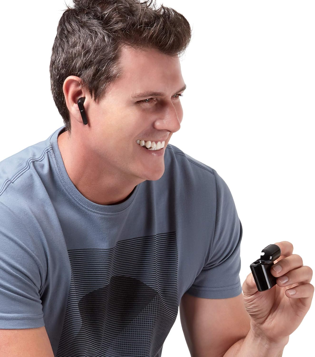 Mbeat E1 True Wireless Bluetooth Earbuds In-Ear Stereo Bluetooth Headphones Wireless Earphones (Bluetooth 5.0, Built-In Mic, Stereo Calls, Touch Control, Long Lasting Comfort and Secure in Ear Fit, Total 18 Hours Playtime with 500Ma Charging Case) image number 1