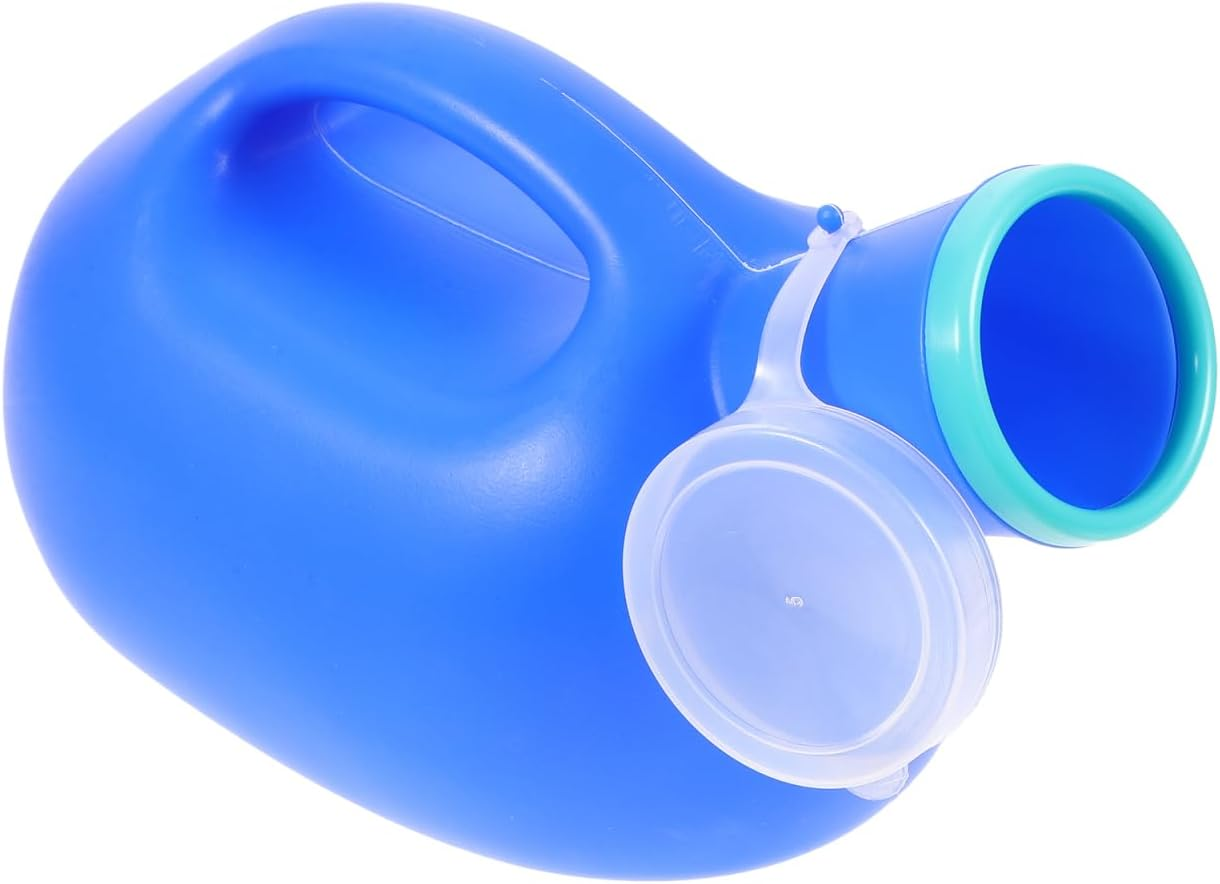 Car Portable Urinal Bottle with Lid Male Urinal Portable Spill Proof Urine Pot for Elderly Children Night Use Blue Plastic 9.4 Inch