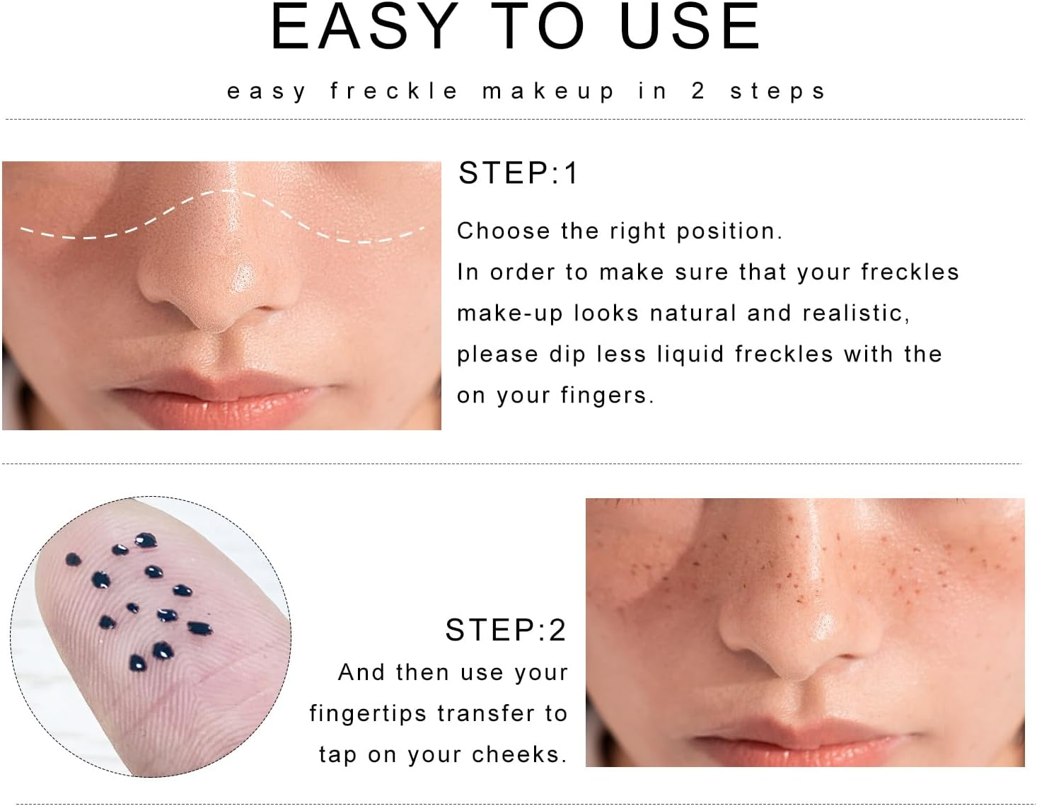 FREEORR 2 Colors Liquid Freckle Pen, Natural like Freckle Makeup Pen Soft Dot Spot, Waterproof and Smudgeproof Quick Dry for Instant Create Realistic Freckles Make Up(Dark Brown+Light Brown) image number 6