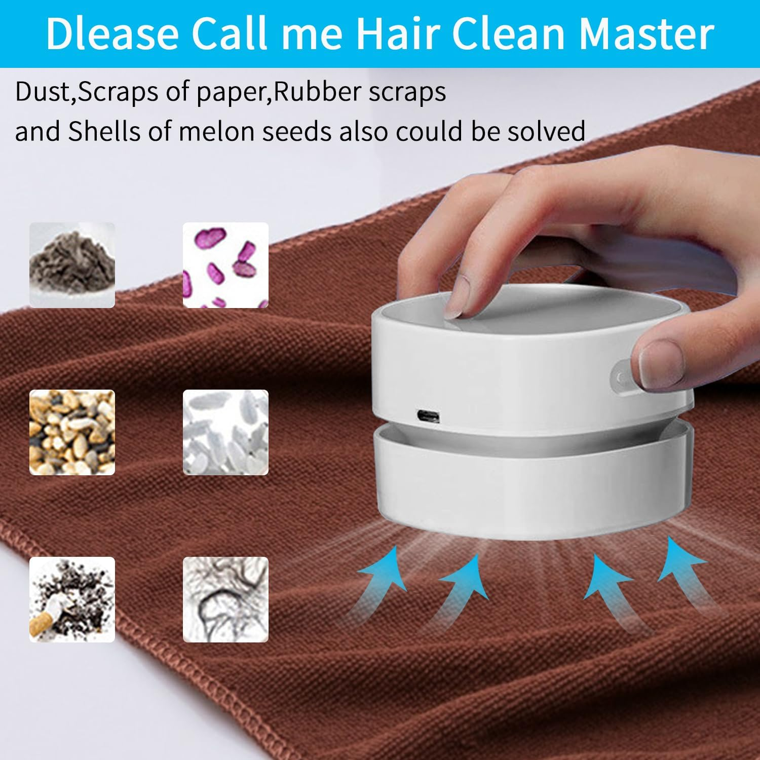 QUMOX Mini Desk Vacuum Cleaner &ndash; Cordless USB Rechargeable Tabletop Cleaner with 1400Mah Battery, Powerful Suction, for Keyboard, Dust, Crumbs, Paper Shavings, and Pet Hair (White) image number 3