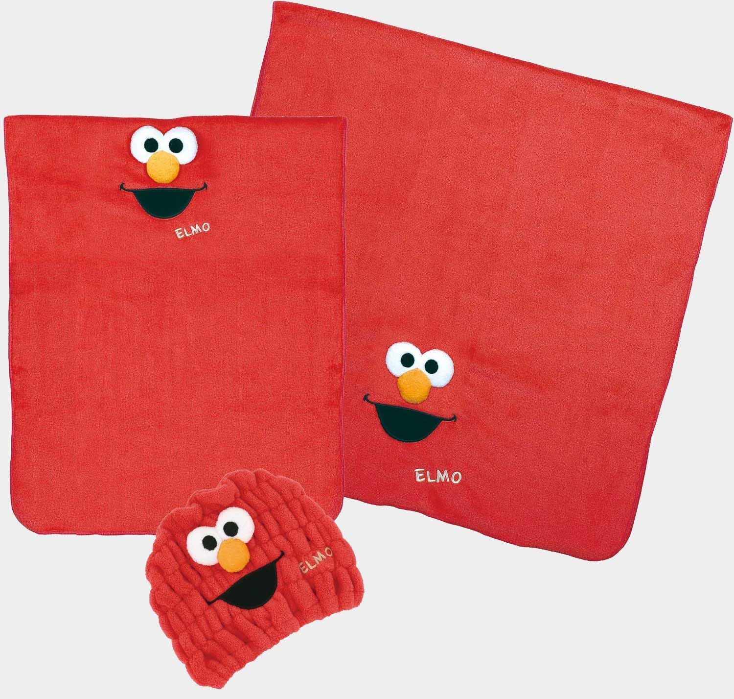 Skater TOH1-A Water Absorbent, Quick-Drying, Hair Drying Towel, Elmo, Sesame Street, Length 15.7 X Width 39.4 Inches (40 X 100 Cm) image number 3