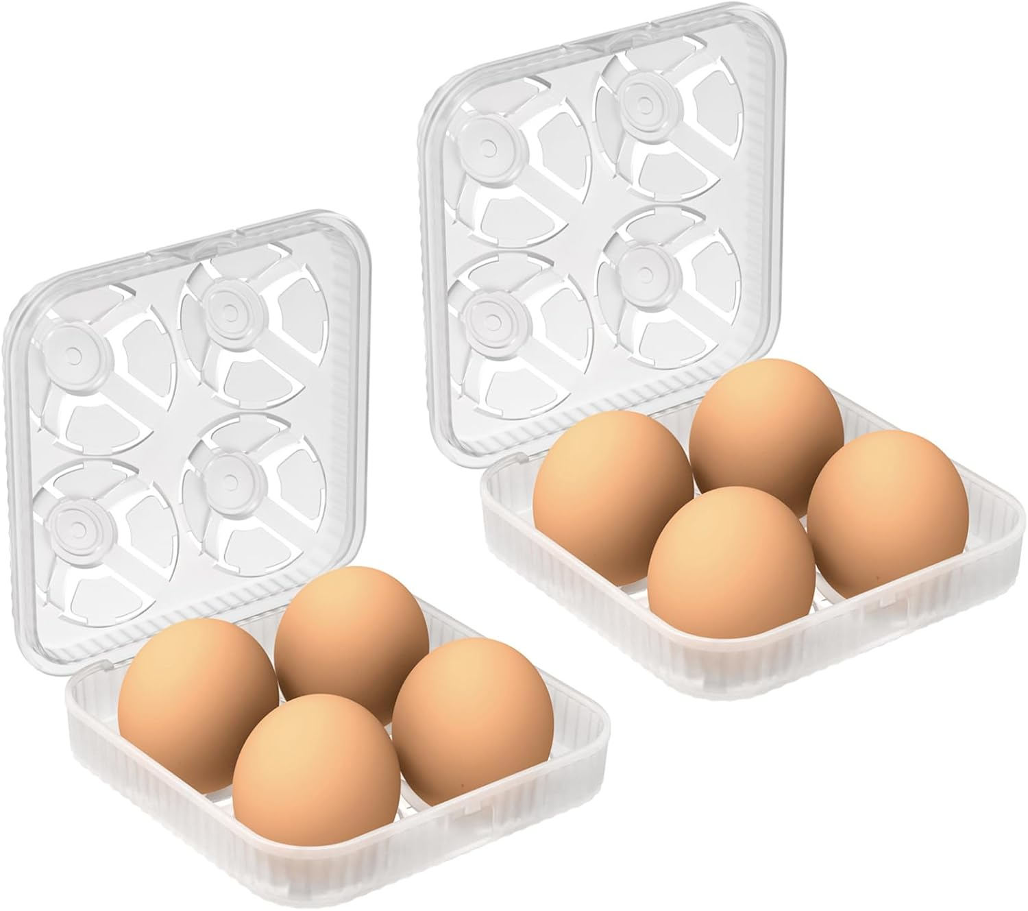 Roseflowe 2Pcs Egg Holder Container, 4 Girds Plastic Egg Storage Box Shockproof Protection, Portable Egg Tray Carriage Dispenser for Camping Picnic Travel Kitchen Refrigerator Outdoor, White image number 4