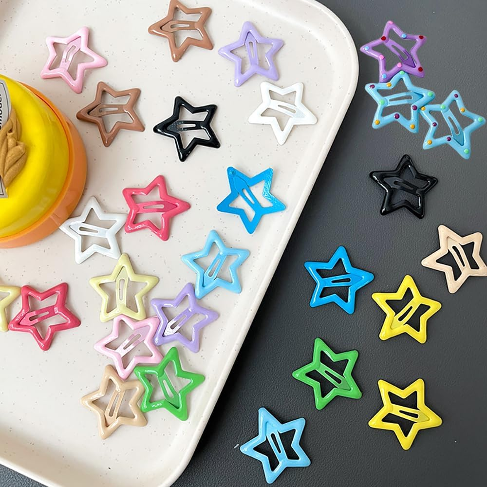 TRKETK Pack of 44 Star Hair Clips, Metal Star Hair Clips, Cute Small Hair Clips, Hair Clips with Press Studs, Hollowed Star Hair Pin, 3 Cm, Kawaii Hair Clips for Women and Girls image number 5