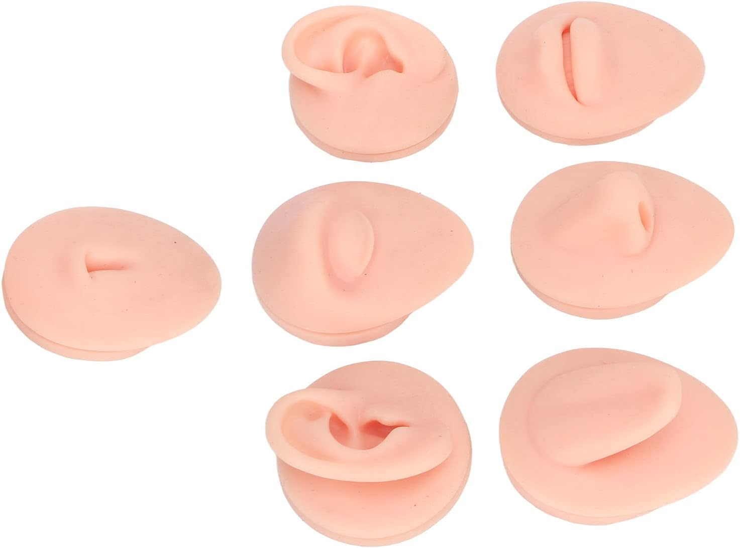 7Pcs Silicone Body Model, Simulation Penetrating Ear Nose Mouth Tongue and Belly Button Teaching Tool
