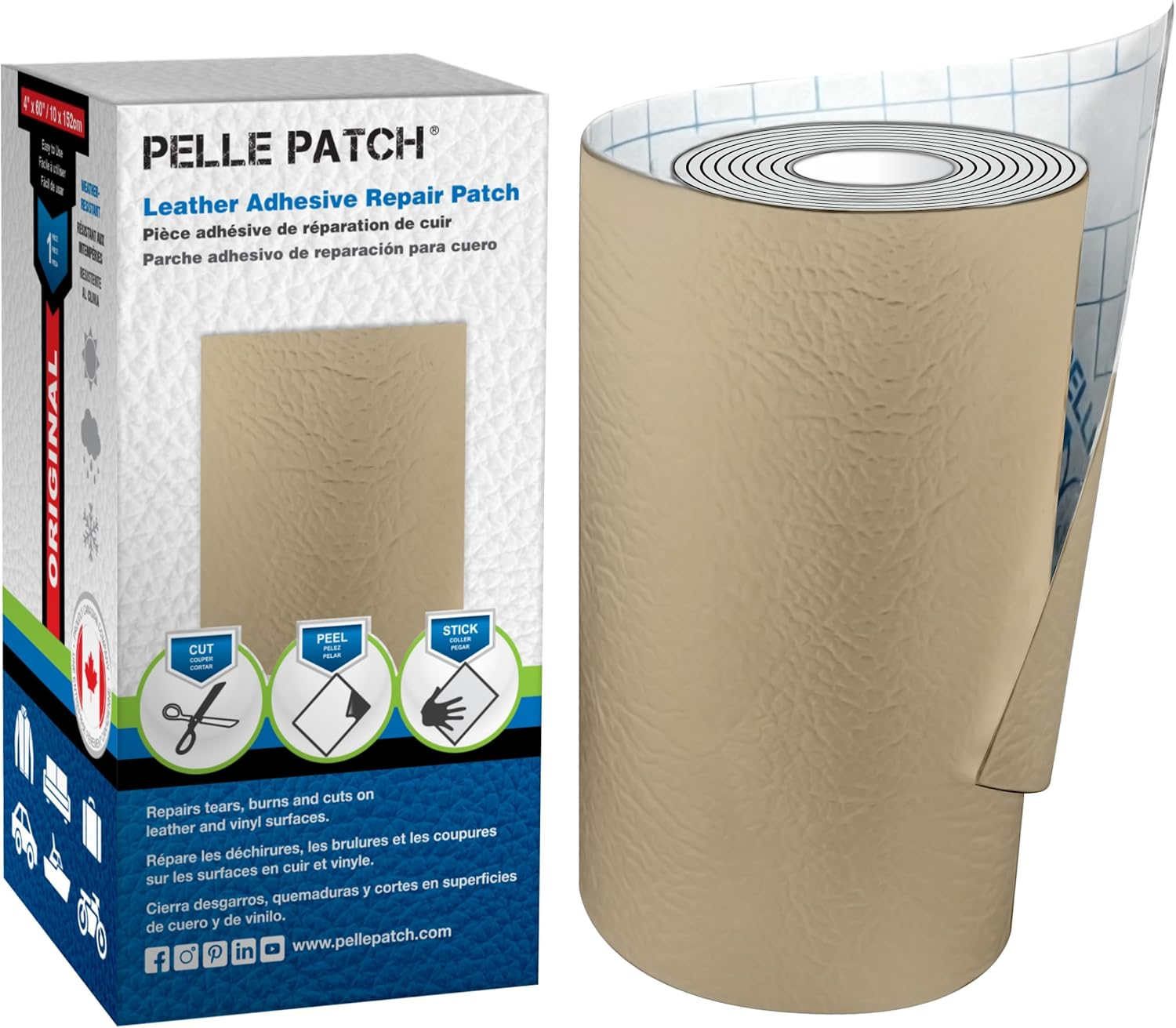 Pelle Patch - Black Leather Patch Car Seat Repair Kit - 25 Colors Available - Original 8X11 - Black