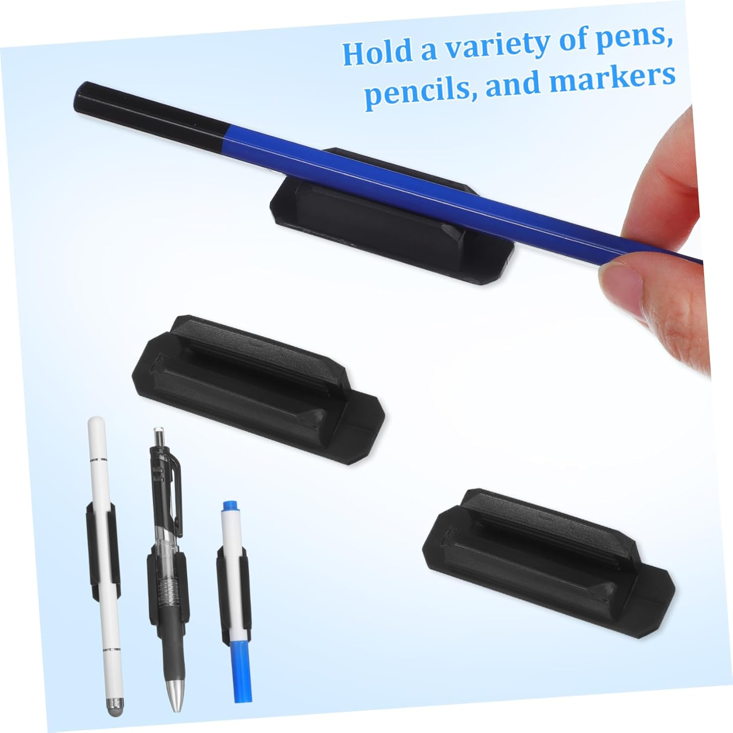 20Pcs Black Silicone Pen Holder Stick on Pen Clips Adhesive Pencil Organizer for Desk Classroom Teacher Accessories Desktop Storage image number 5