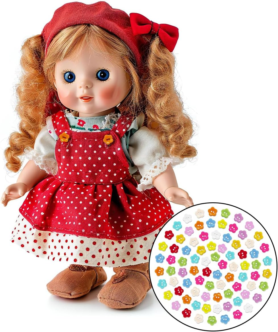 BEZANU Resin Buttons, 100 PCS Colorful Flower Shape Craft Buttons for Craft Project, Clothes Sewing (About 15Mm/0.59In) image number 4