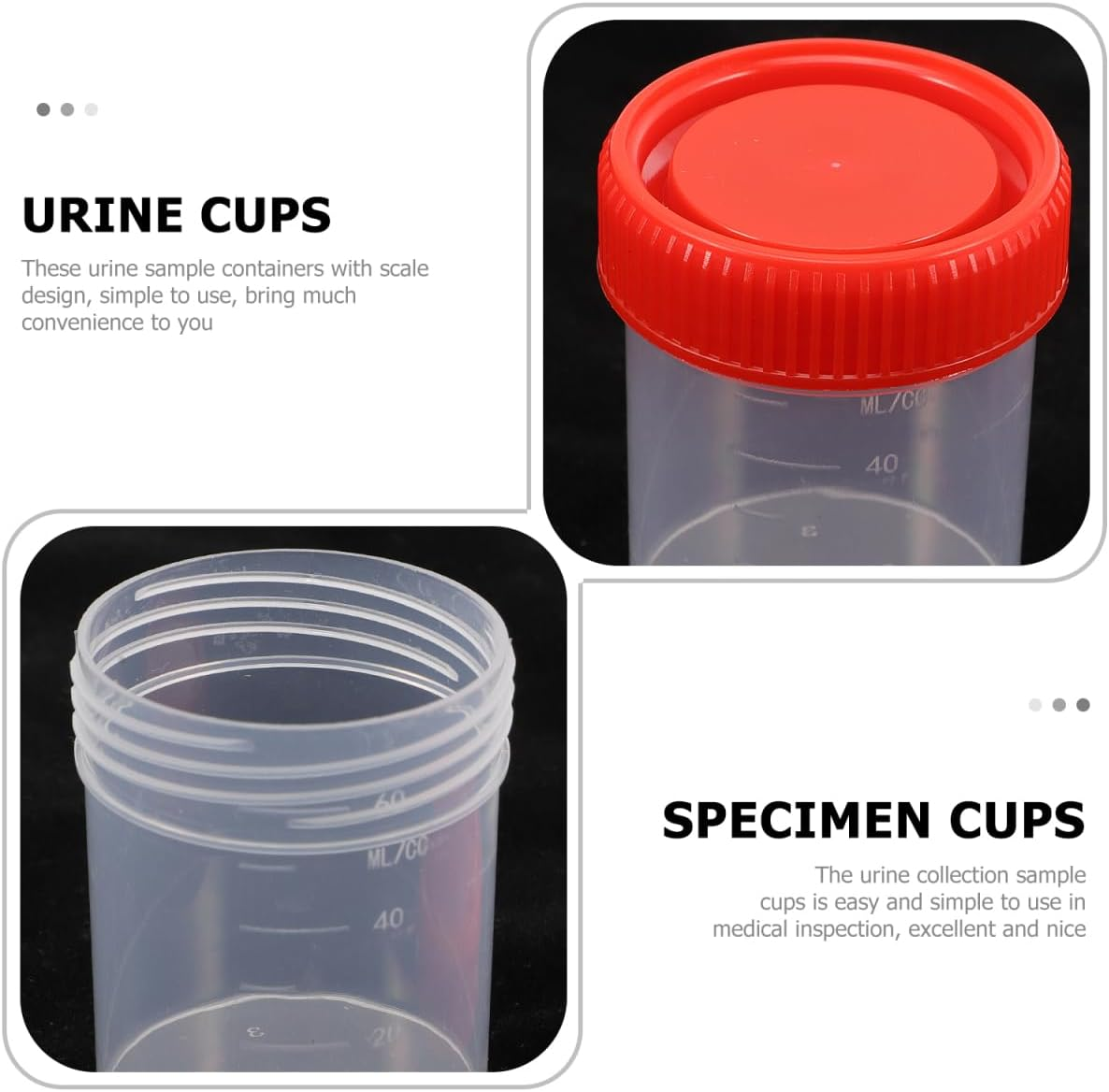 Gatuida Medical Use 10 Pack 60Ml Pee Sample Plastic Specimen Container for Testing image number 2