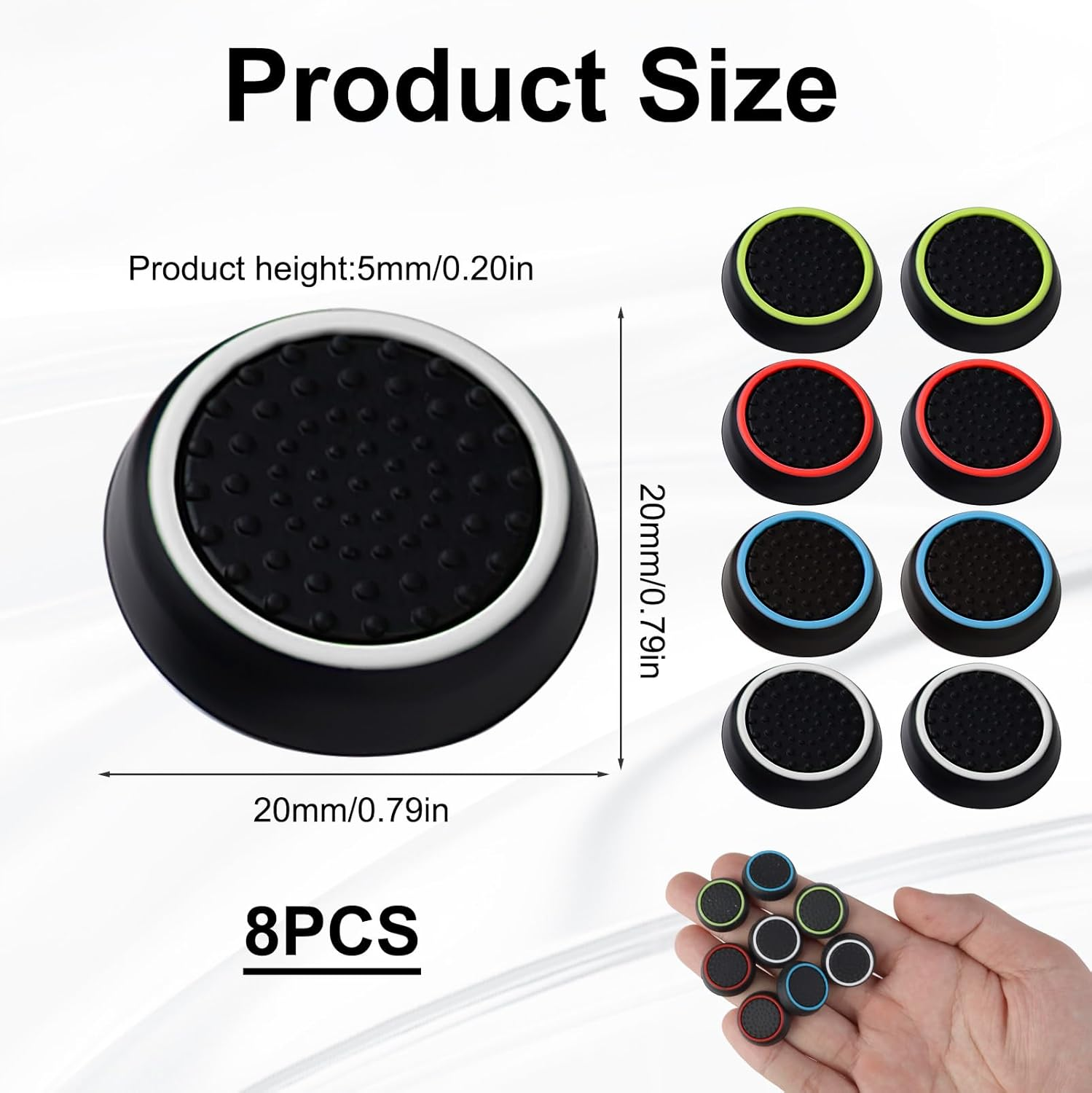 8 PCS Thumb Grips Thumb Cover Joystick Controller Performance Thumb Grips Compatible with PS5, PS4, Xbox One, Xbox Series X/S Steam Deck Etc Controller Joystick Grips (4 Colors) image number 3