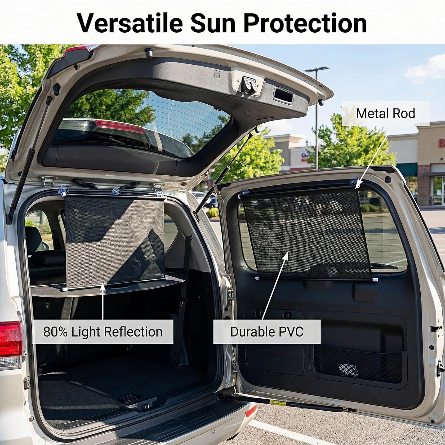 2Pcs Car Window Shades, 40&times;60CM Retractable Side Window Car Sun Shade for Baby, Side Window Effectively Blocks UV Rays & Heat, Roller Sunshade Visor Window Shade for Kids with 6 Suction Cups image number 4