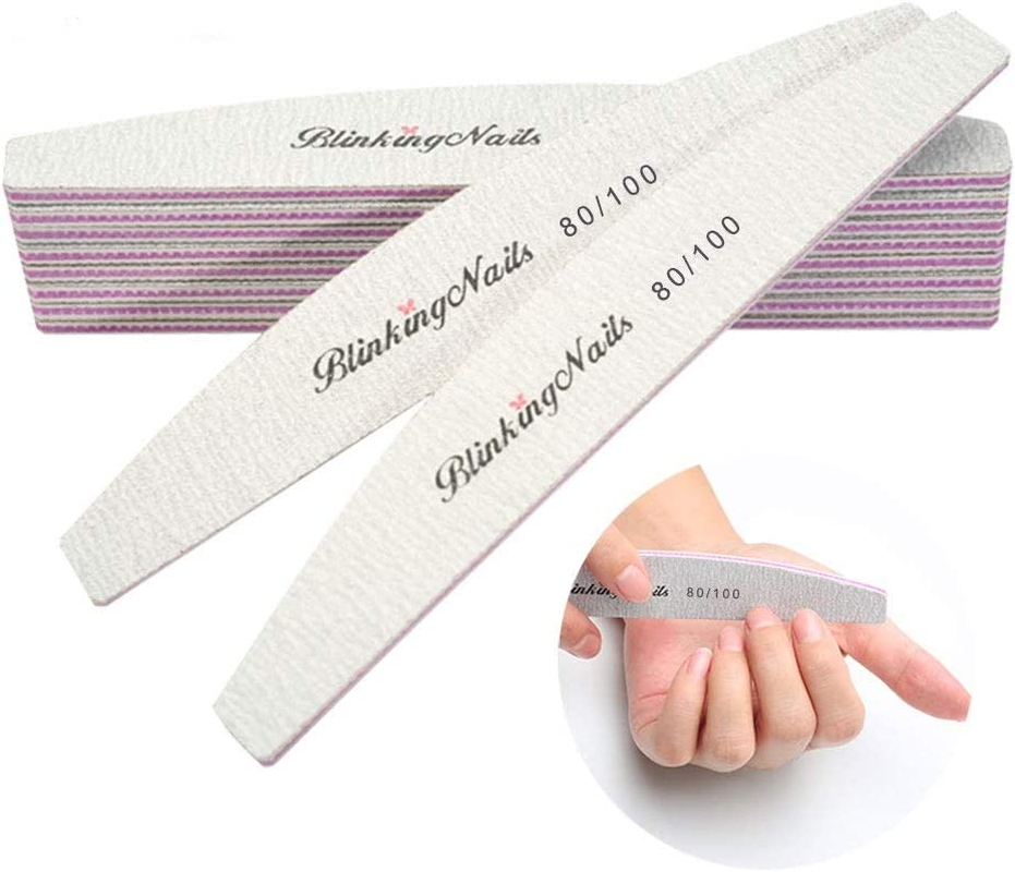 Nail Files and Buffers Professional Nail File 100/180 Grit Sanding File Set Double Side Washable Block Filen Nails Disposable Nail Files Bulk of Nail Art Tools(10Pcs/Lot) image number 2