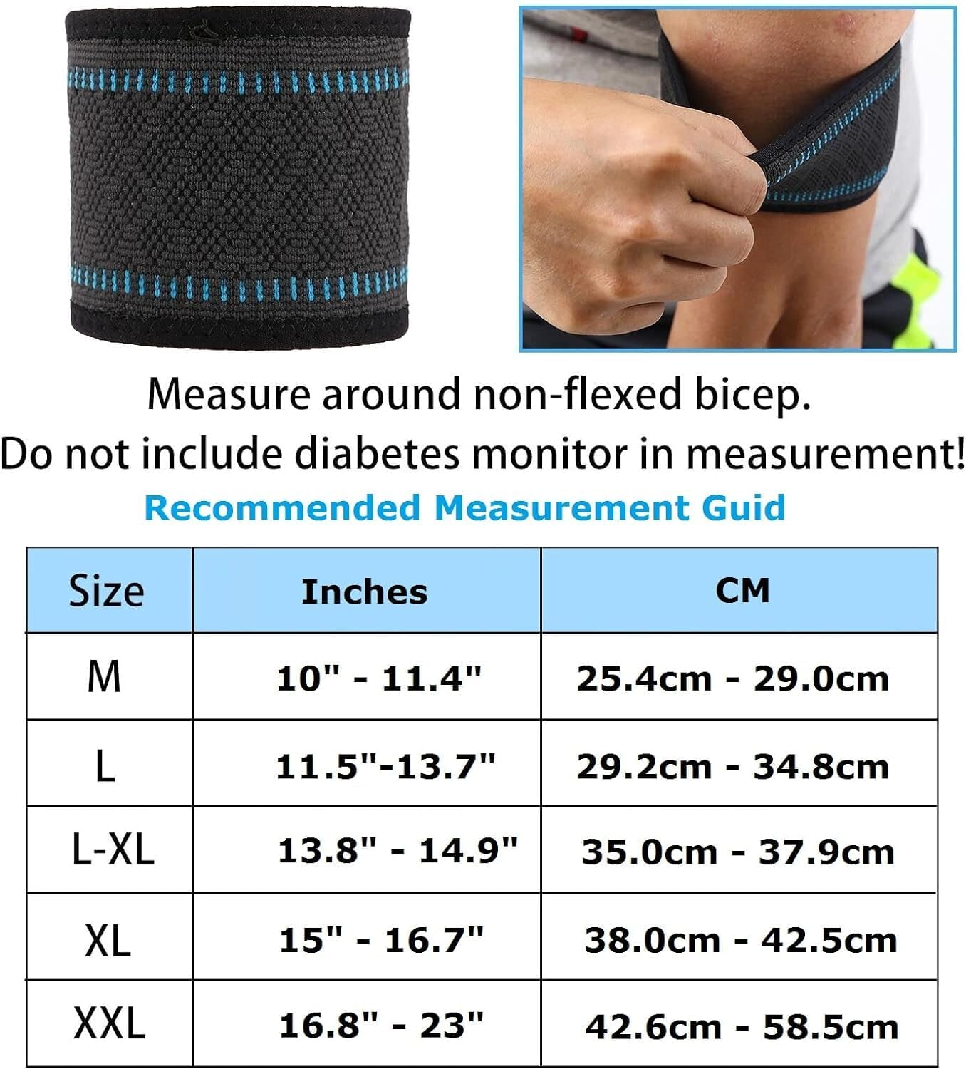 Diabetes Arm Band, Upgraded Diabetes Sensor Cover Dia-Band Blood Glucose Sensor Support Armband, Diabetic Gifts for Women Men during Sports, Washable and Reusable Replace Adhesive Patches Tape((M)