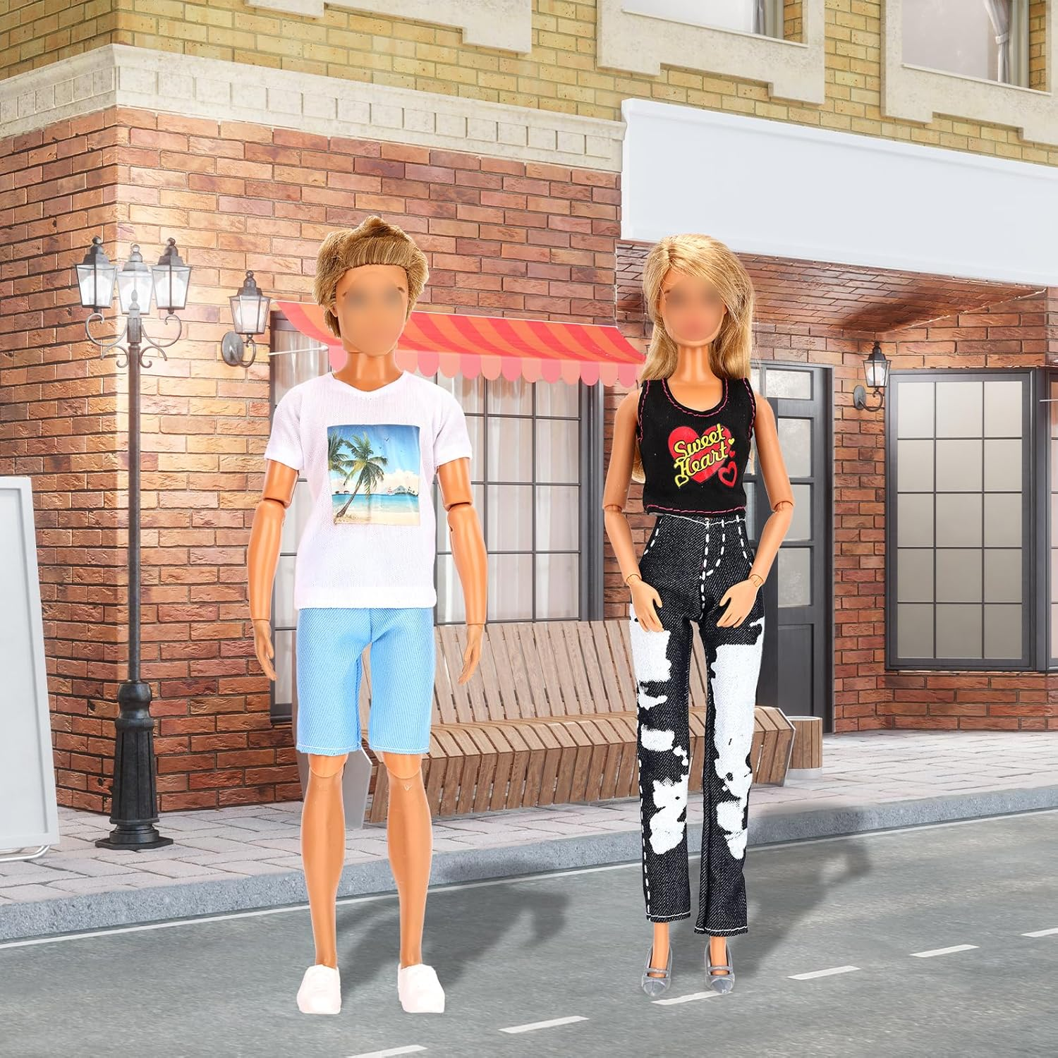 Barwa 39 Accessories Selected Randomly for 11.5 Inch Girl and Boy Dolls: 10 Clothes + 4 PCS Shoes for Boy + 5 Tops + 5 Pants + 5 Dresses + 10 PCS Shoes for 11.5 Inch Girl