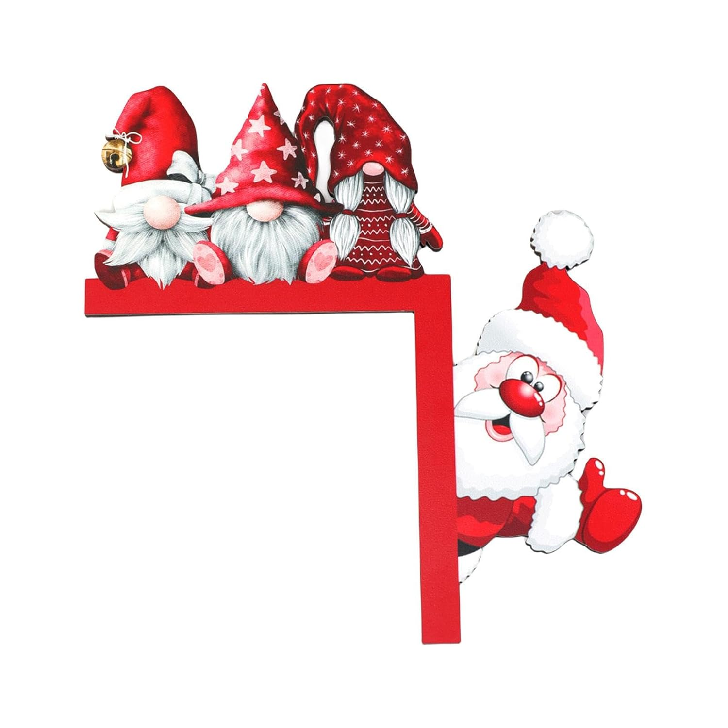 Christmas Door Corner Frame Decorations, Cute Corner Decoration Frame Sign Wooden Santa Gnome Decor, Funny Festival Ornament Door Decoration for Dorms Living Rooms Homes Bedrooms Borato image number 6