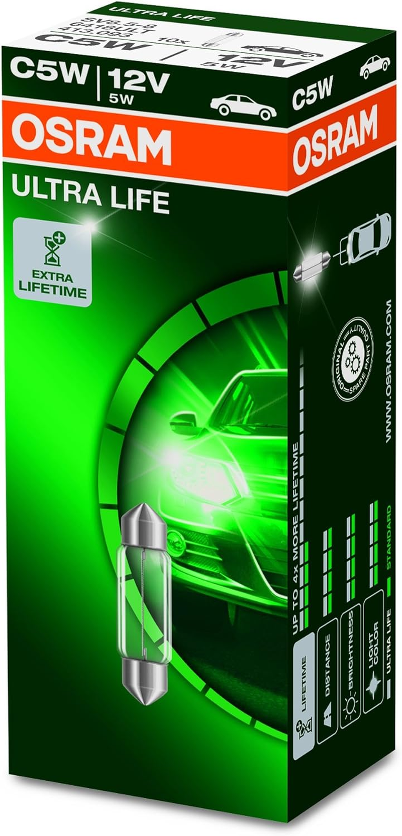 OSRAM 7528ULT-02B Ultra Life P21/5W Halogen Signal Lamp, Brake Light, Rear Fog Light, 12 V Passenger Car, Double Blister, Set of 2 image number 1