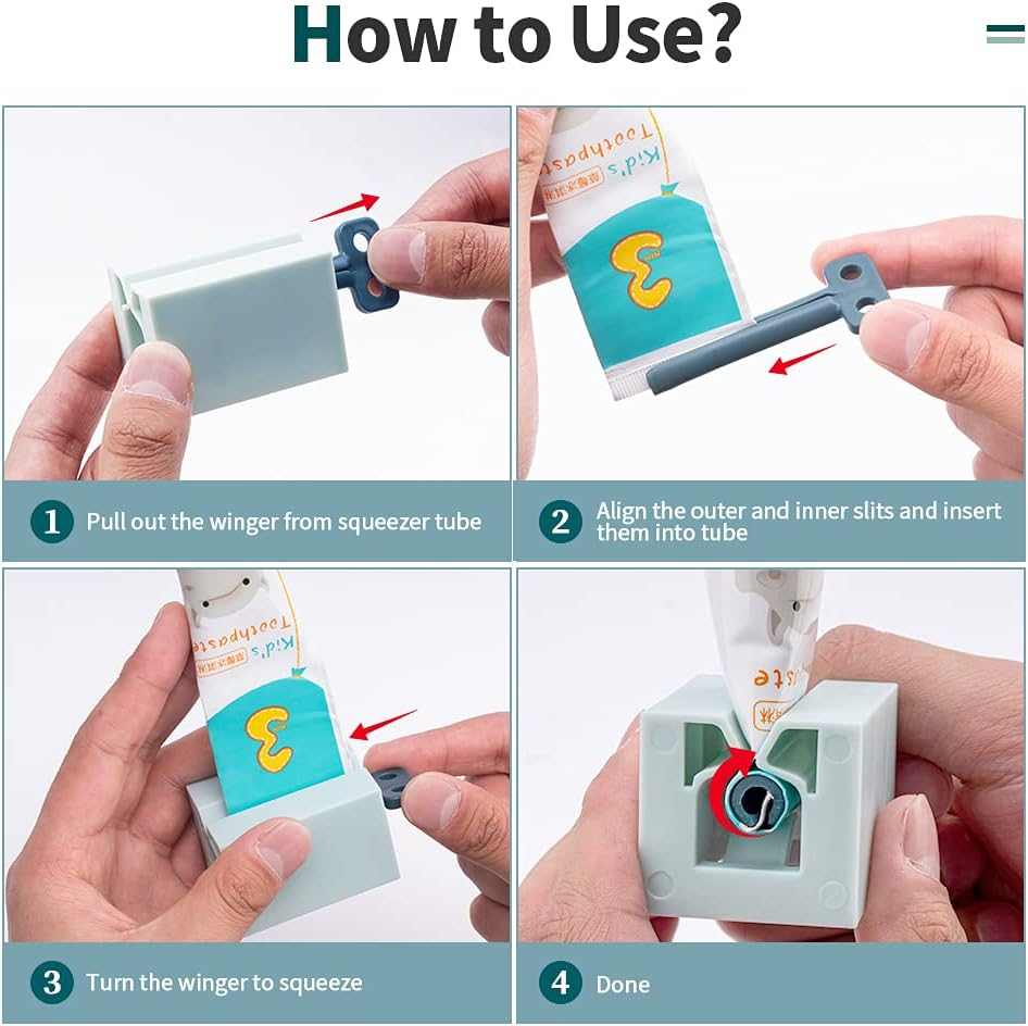 3 Pcs Toothpaste Tube Squeezer Rolling Tube Toothpaste Holder Stand Frosting Bathroom Aids (Pink + White + Blue) image number 2