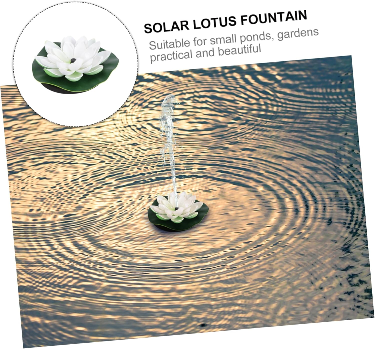 Sosoport Solar-Powered Lotus Fountain for Garden Outdoor Floating Decor with Nozzle Heads Energy-Saving Quiet Aquarium Fountain Pump Shape Design