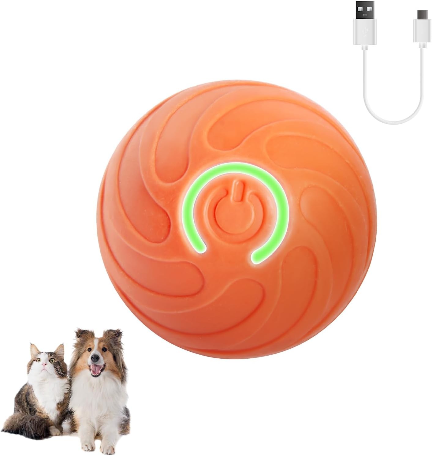 Interactive Dog Toy Ball for Indoor, Automatically Moving, Bouncing Ball Toy, USB-C Rechargeable (Orange) image number 5