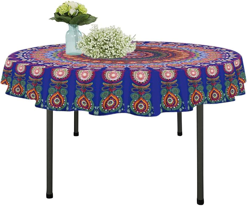 (150Cm, Dark Blue) - Resulzon Bohemian Style Tassels Hawaii Sunproof round Beach Throw Tapestry Hippy Boho Gypsy Tablecloth Beach Shawl (150Cm, Dark Blue) image number 1
