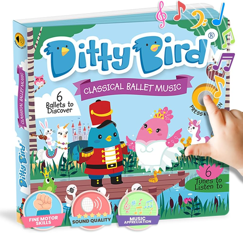 Ditty Bird Musical Books for Toddlers | Fun Classical Music & Nursery Rhyme Book | Ballet Musical Book | Children'S Interactive Toddler Books for 1 Year Old to 3 Year Olds | Sturdy Baby Sound Books image number 5