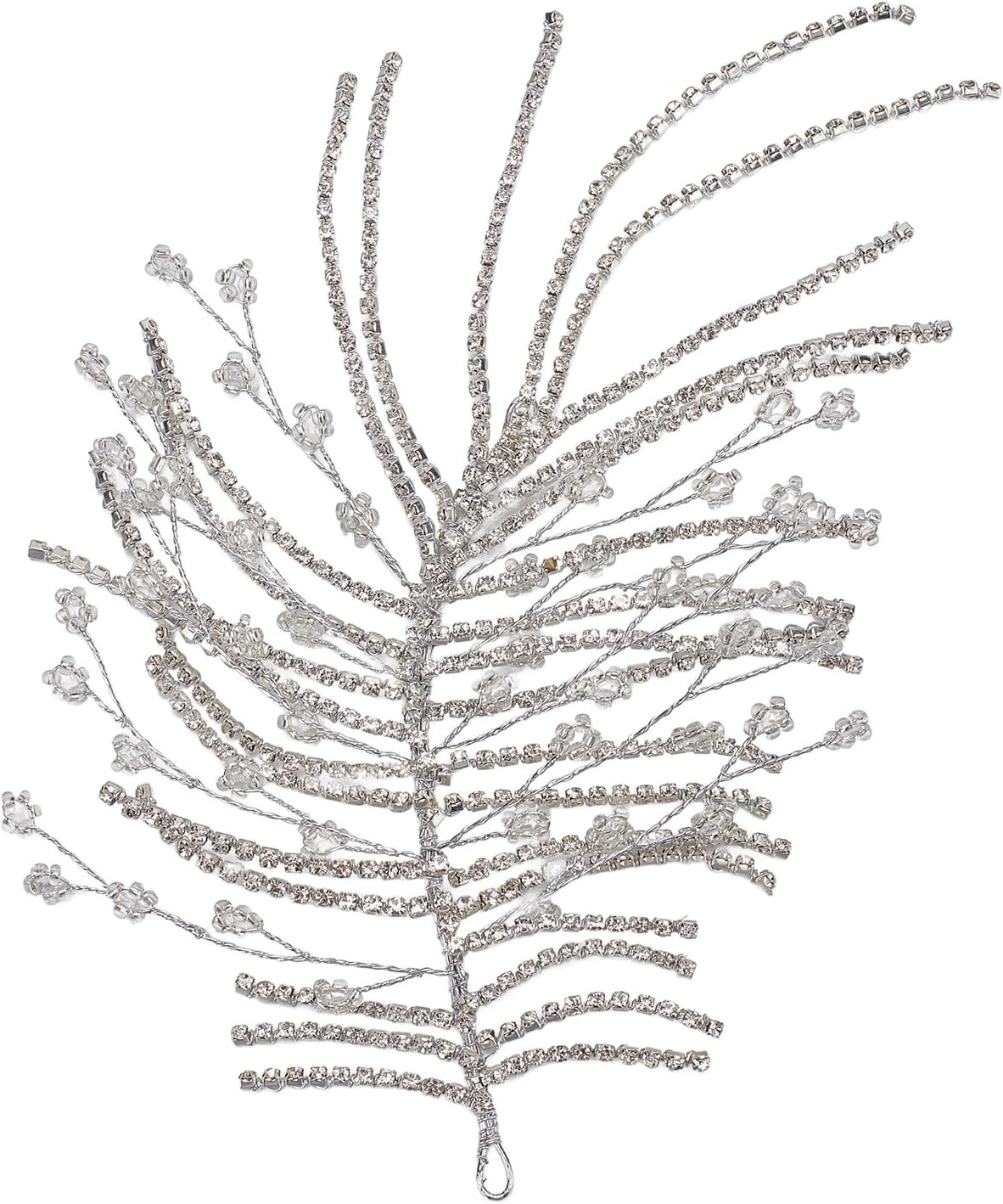 NICENEEDED Wedding Crystal Bridal Headband, Silver Women'S Rhinestone Leaf Side Hair Pieces, Boho Vintage Hair Accessories for Bridesmaids Party image number 3